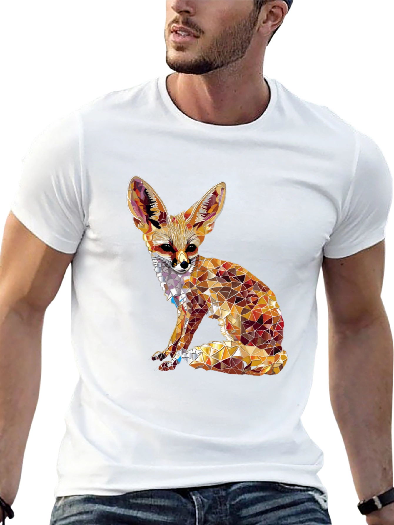 Black Geometric Fox Graphic Tee - Unique Animal Design view 13