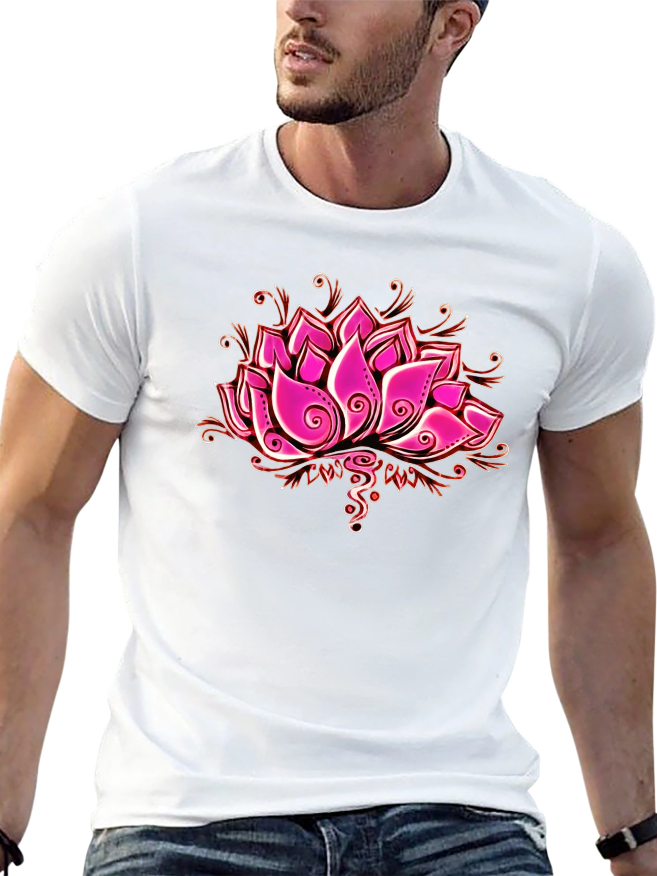 Black Lotus Flower Graphic T-Shirt view 13