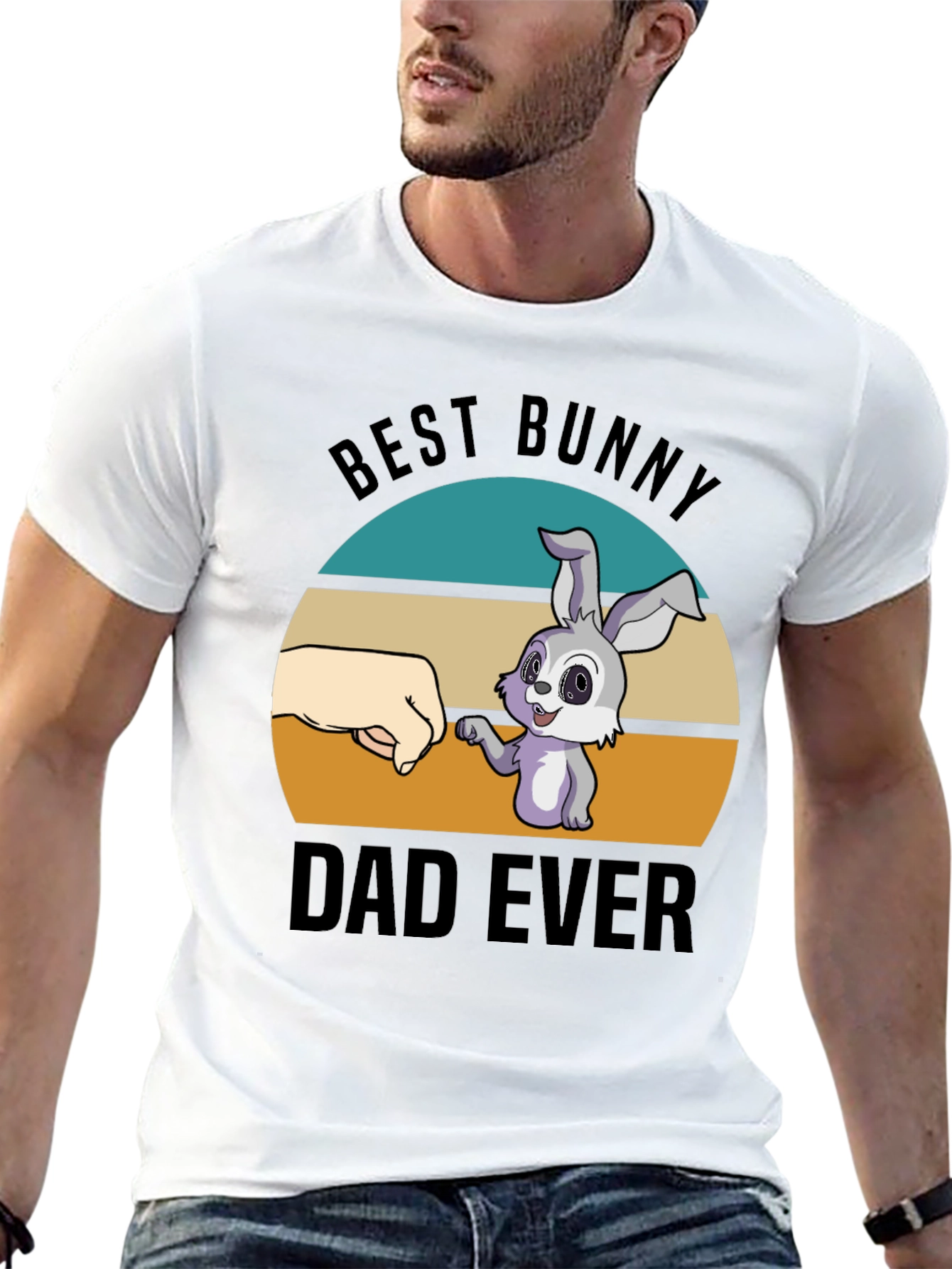 Black Best Bunny Dad Ever T-Shirt - Father's Day Tee view 13