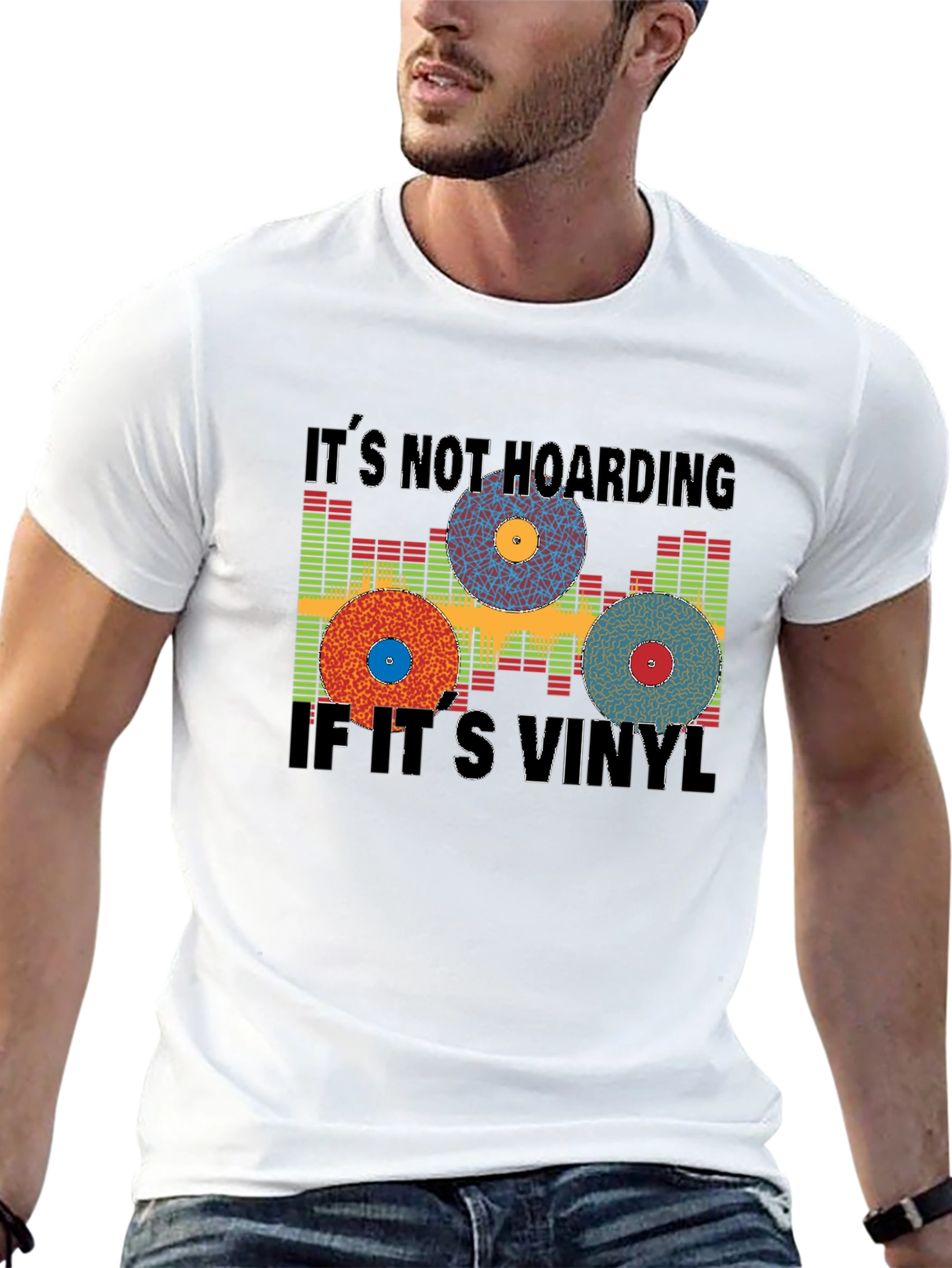 Black It's Not Hoarding if It's Vinyl Black T-Shirt view 13