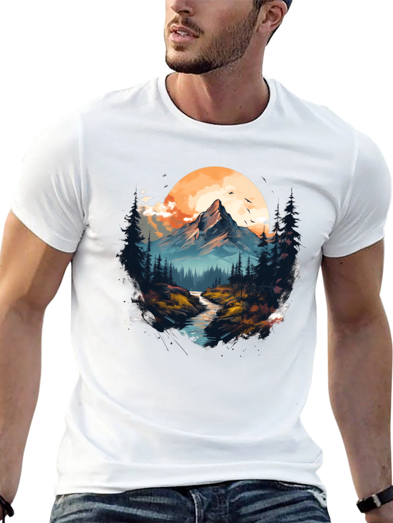 Black Mountain River Graphic T-Shirt - Nature Lover's Tee view 13
