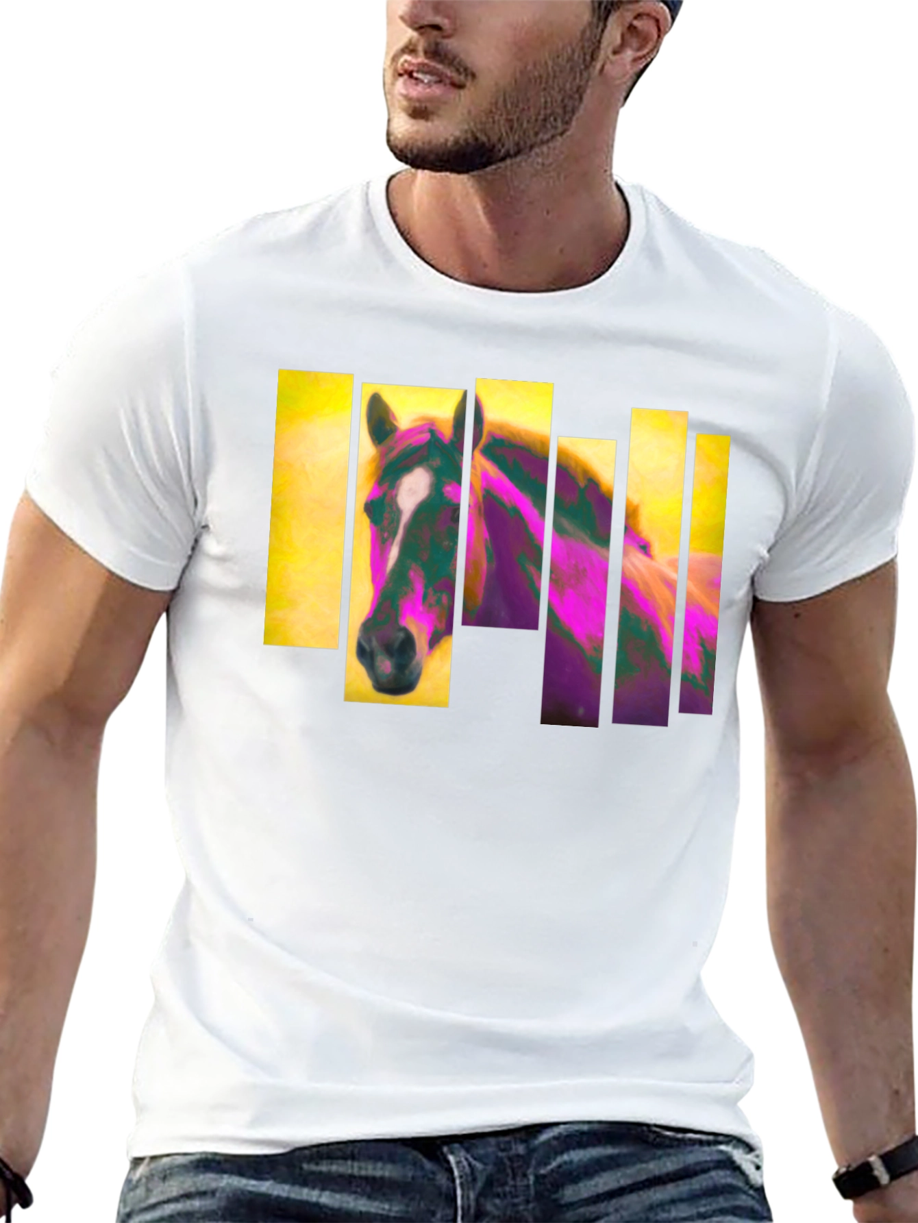 Black Abstract Horse Graphic Black T-Shirt view 13
