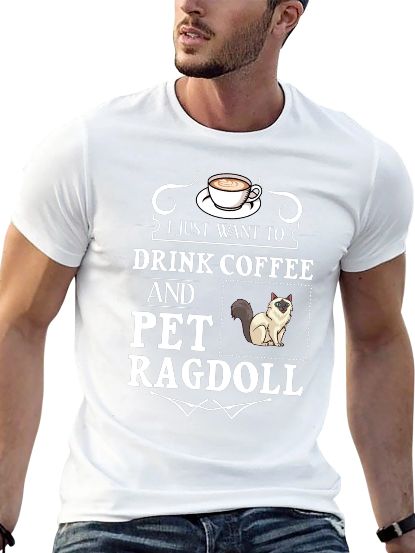 Black Drink Coffee & Pet Ragdoll T-Shirt - Cute Cat Lover Tee view 13