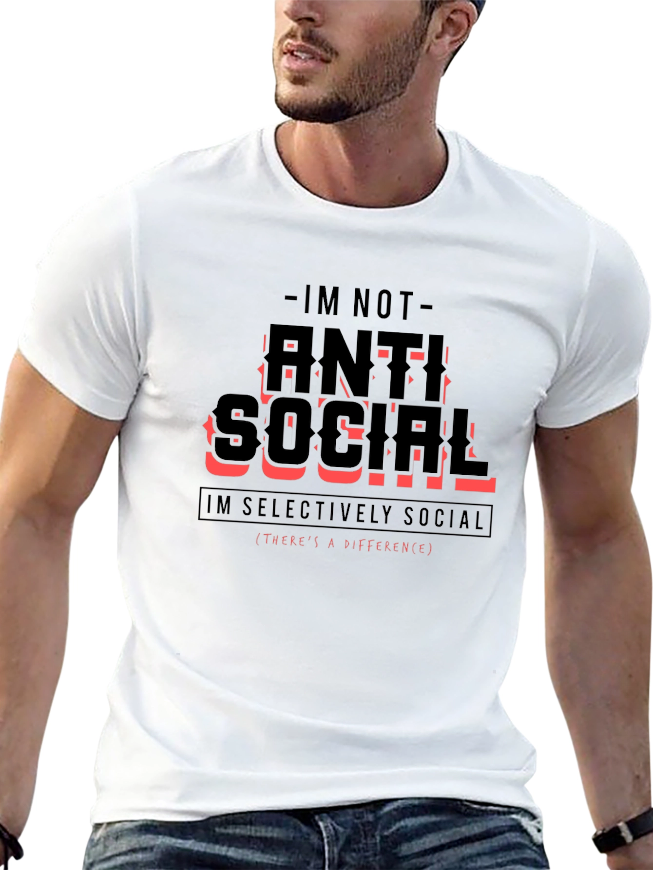 Black Anti Social Selectively Social Funny T-Shirt view 13