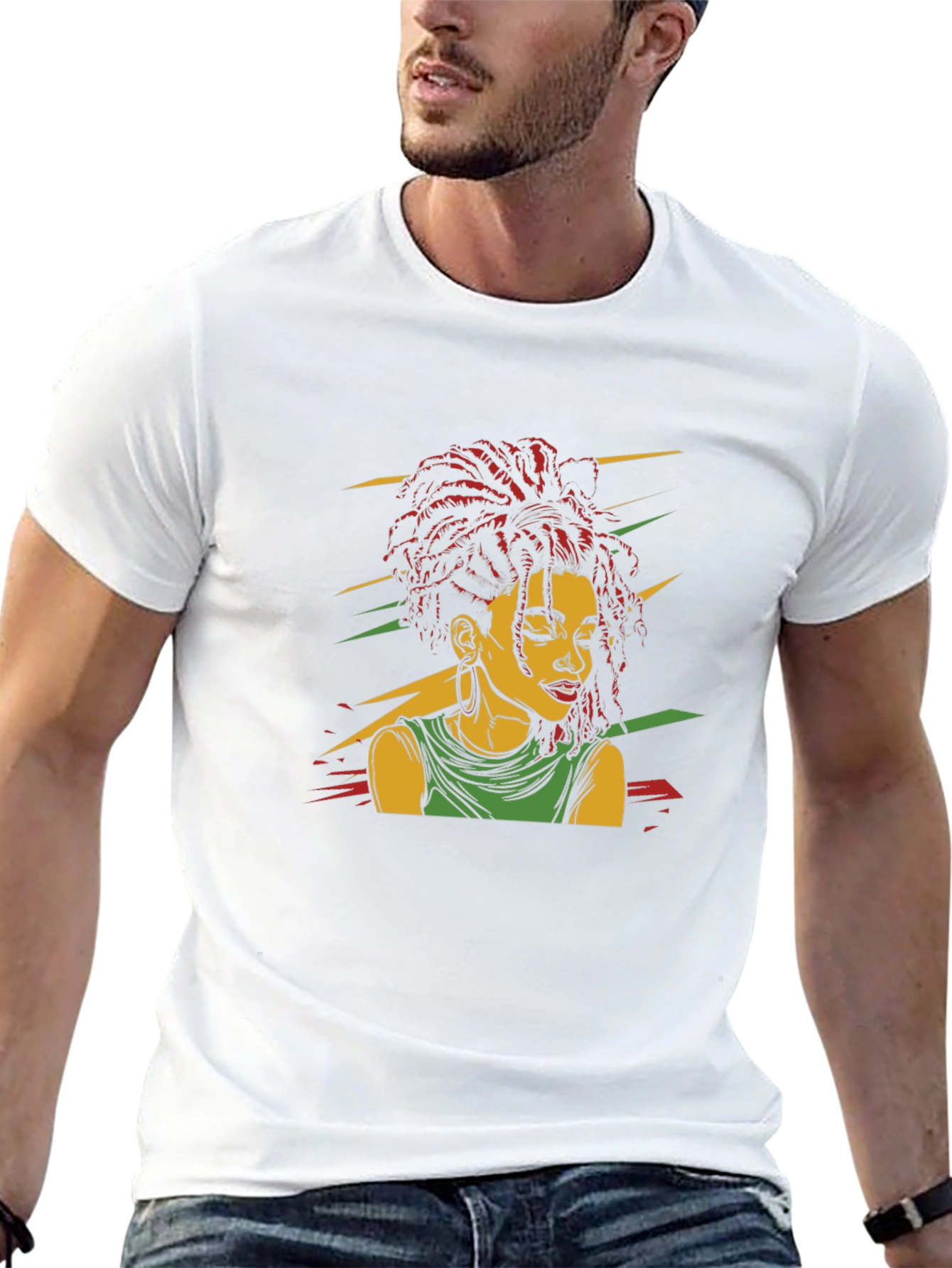 Black Rasta Woman Graphic Black T-Shirt view 13