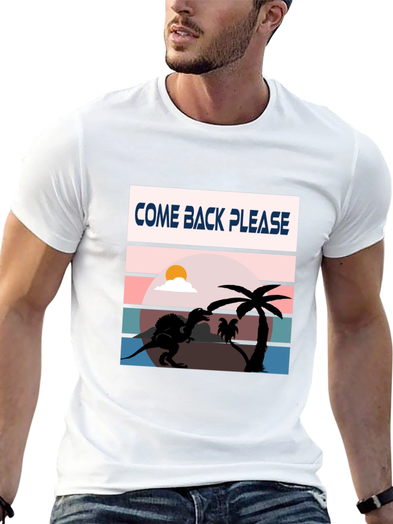 Black Come Back Please Dinosaur Graphic T-Shirt view 13