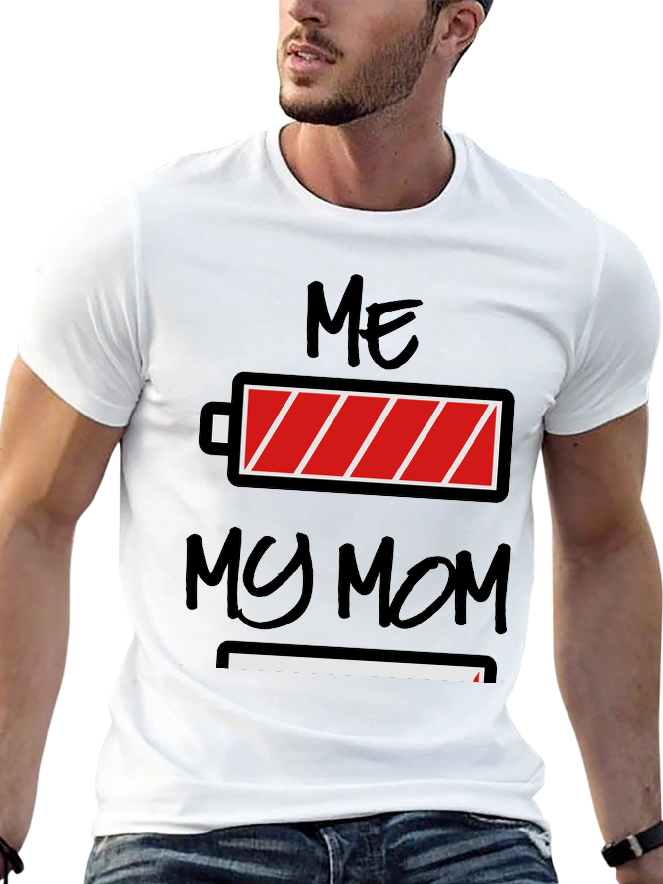 Black Me My Mom Funny Battery Graphic T-Shirt view 13