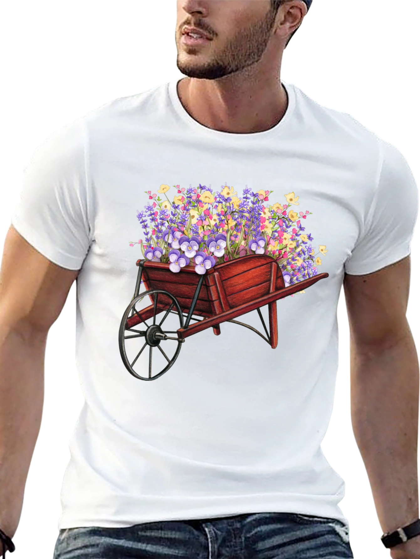 Black Floral Wheelbarrow Graphic Tee view 13