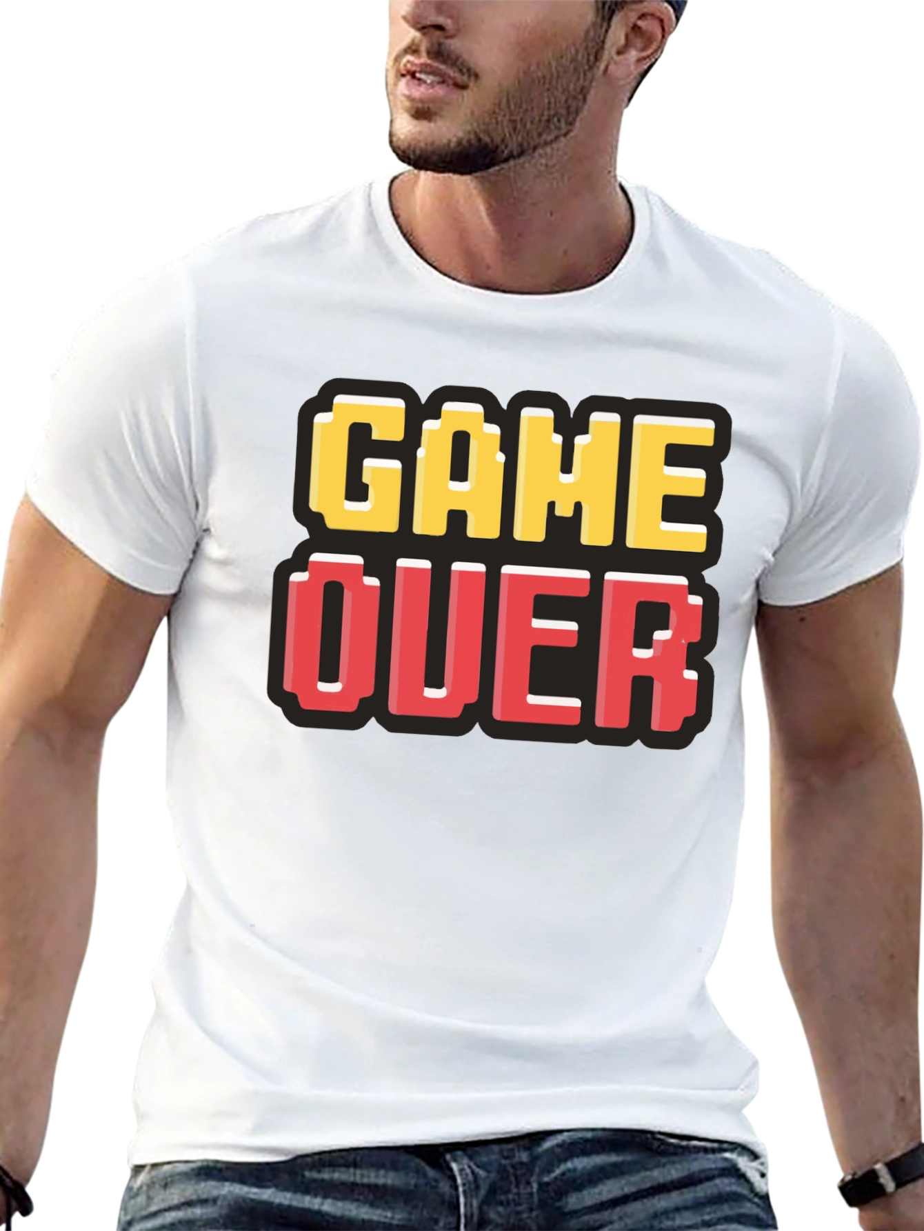 Black Game Over Pixel Art T-Shirt - Gamer Style view 13