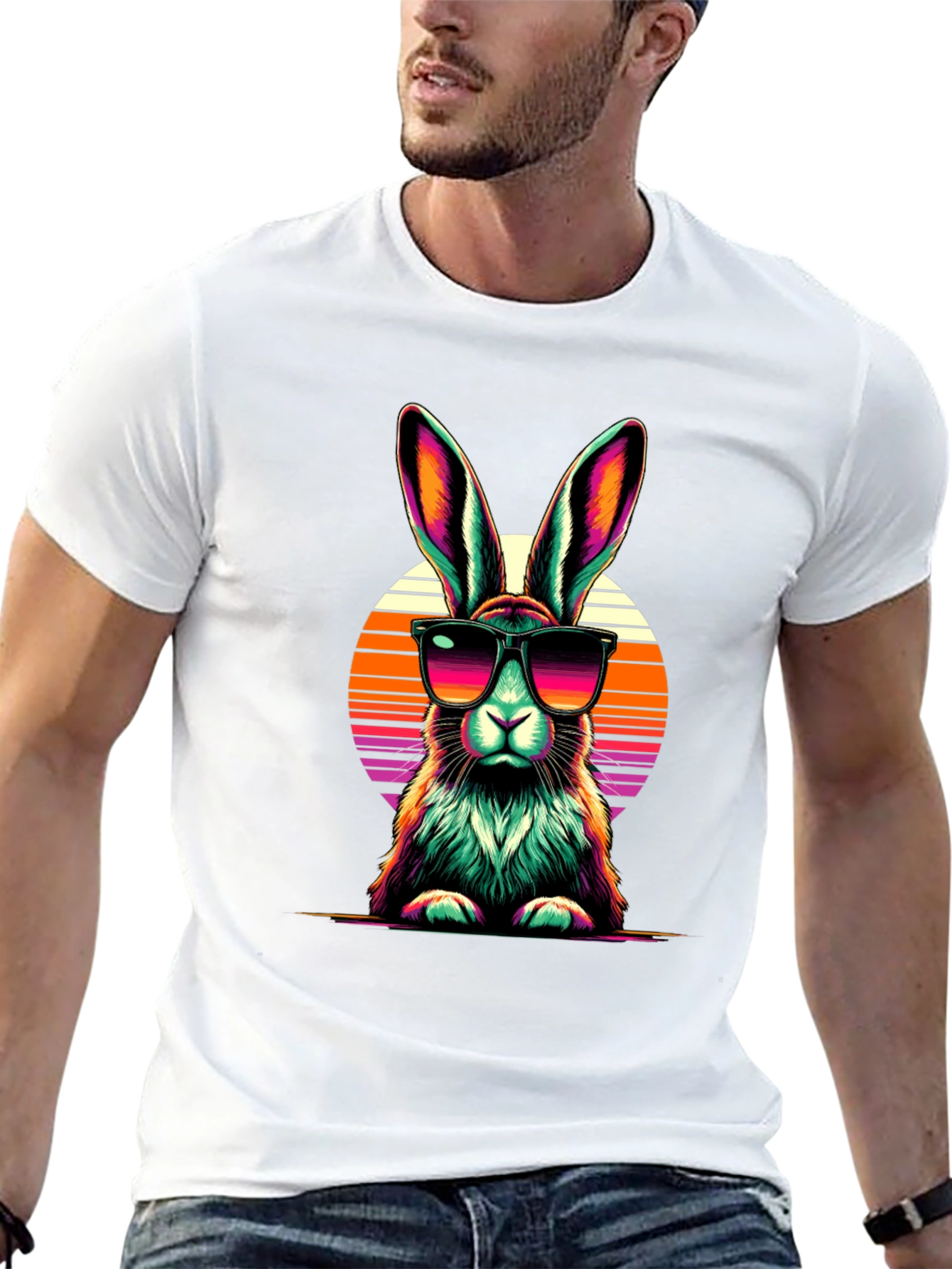 Black Retro Rabbit Graphic Tee view 13