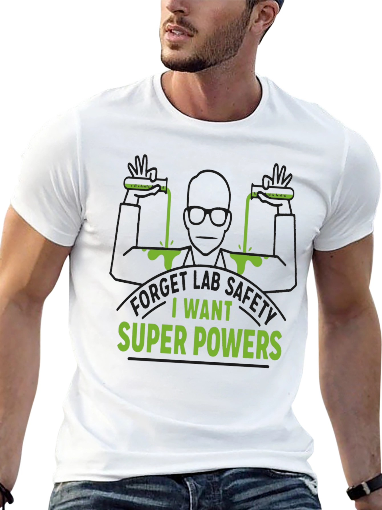 Black Super Power Lab T-Shirt: Black, Bold Design view 13