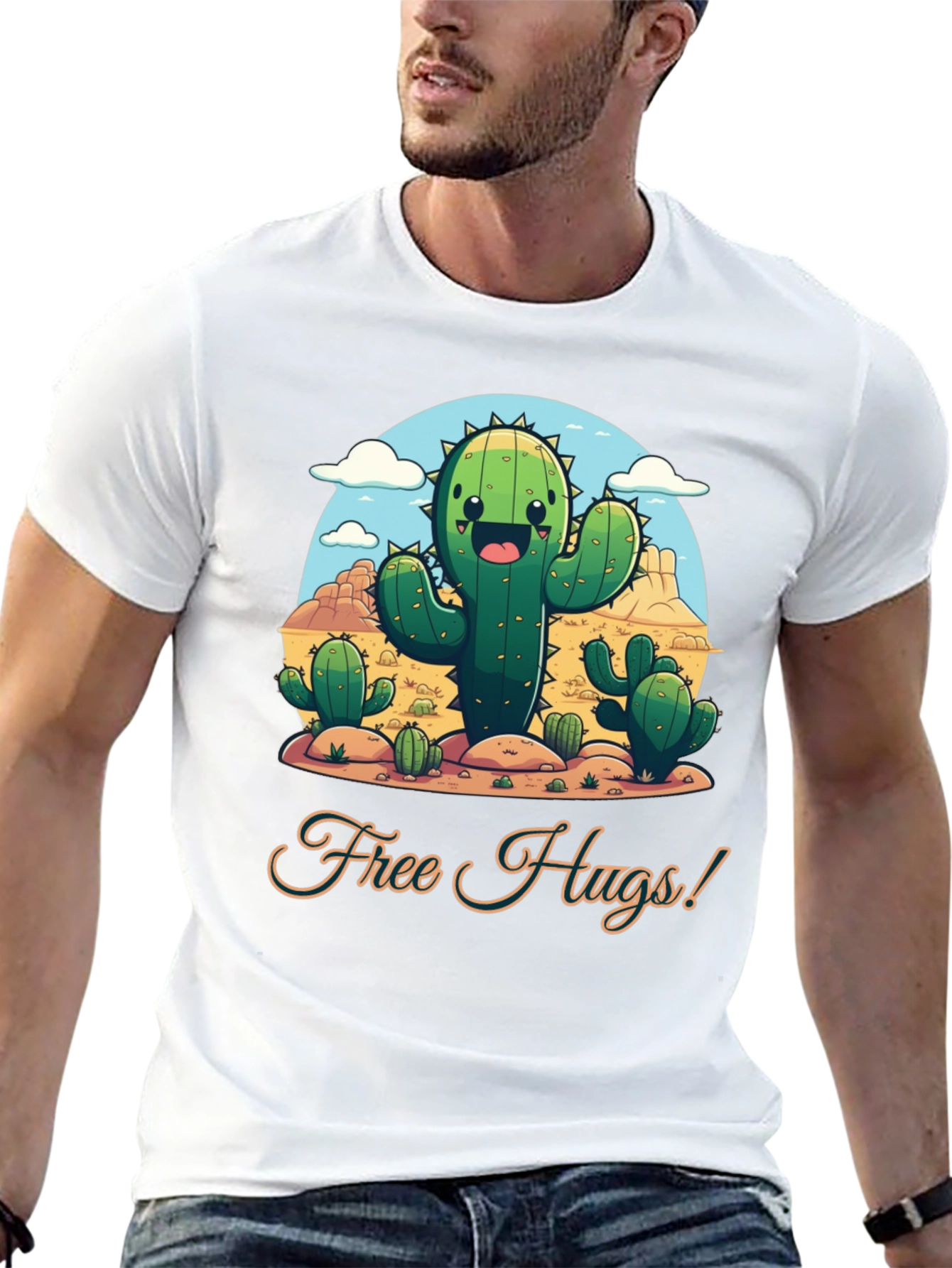 Black Free Hugs Cactus T-Shirt - Desert Fun! view 13