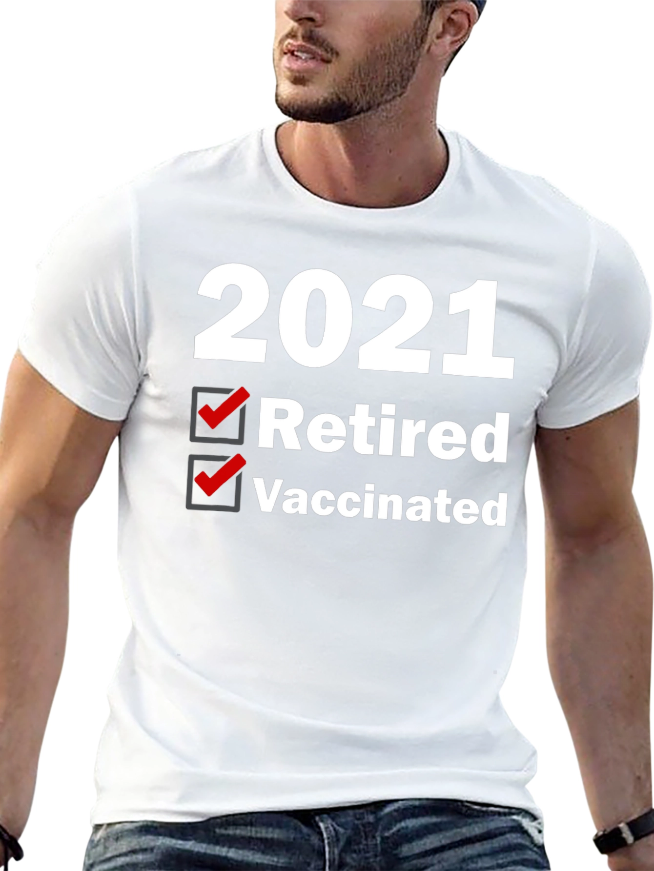 Black 2021 Retired & Vaccinated Graphic Tee view 13