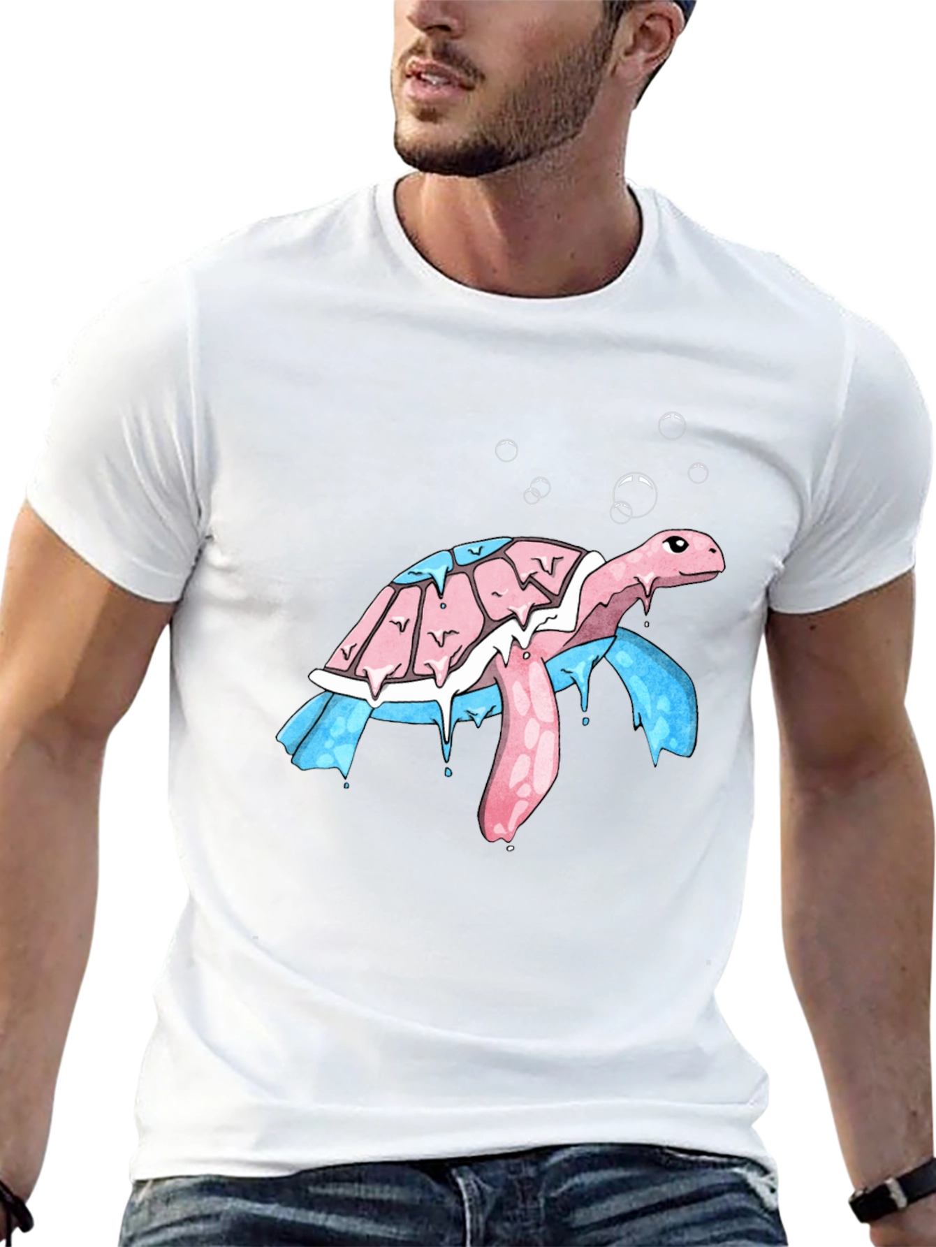 Black Transgender Pride Turtle T-Shirt view 13