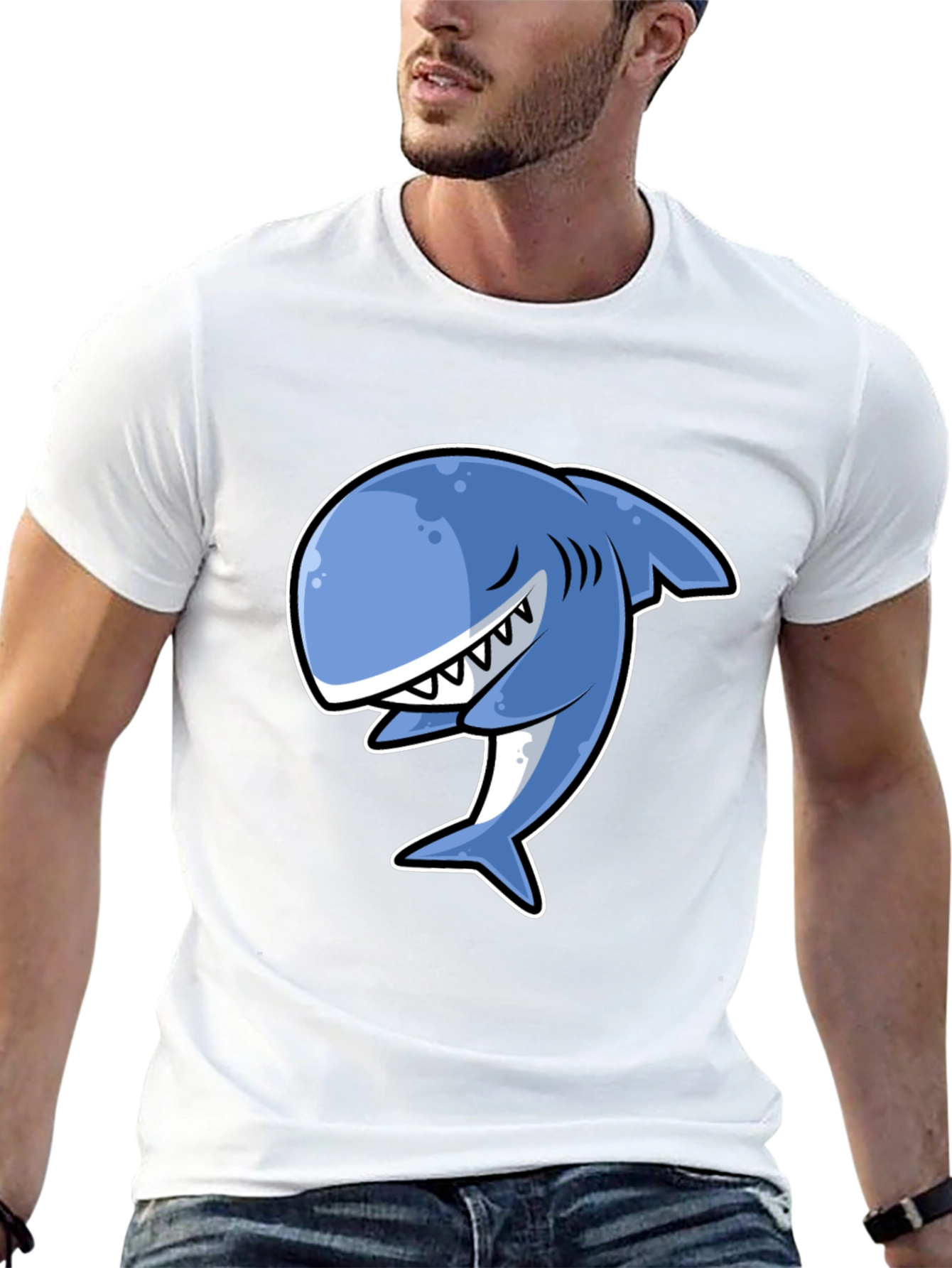 Black Cartoon Shark Graphic T-Shirt - Stylish Black Tee view 13