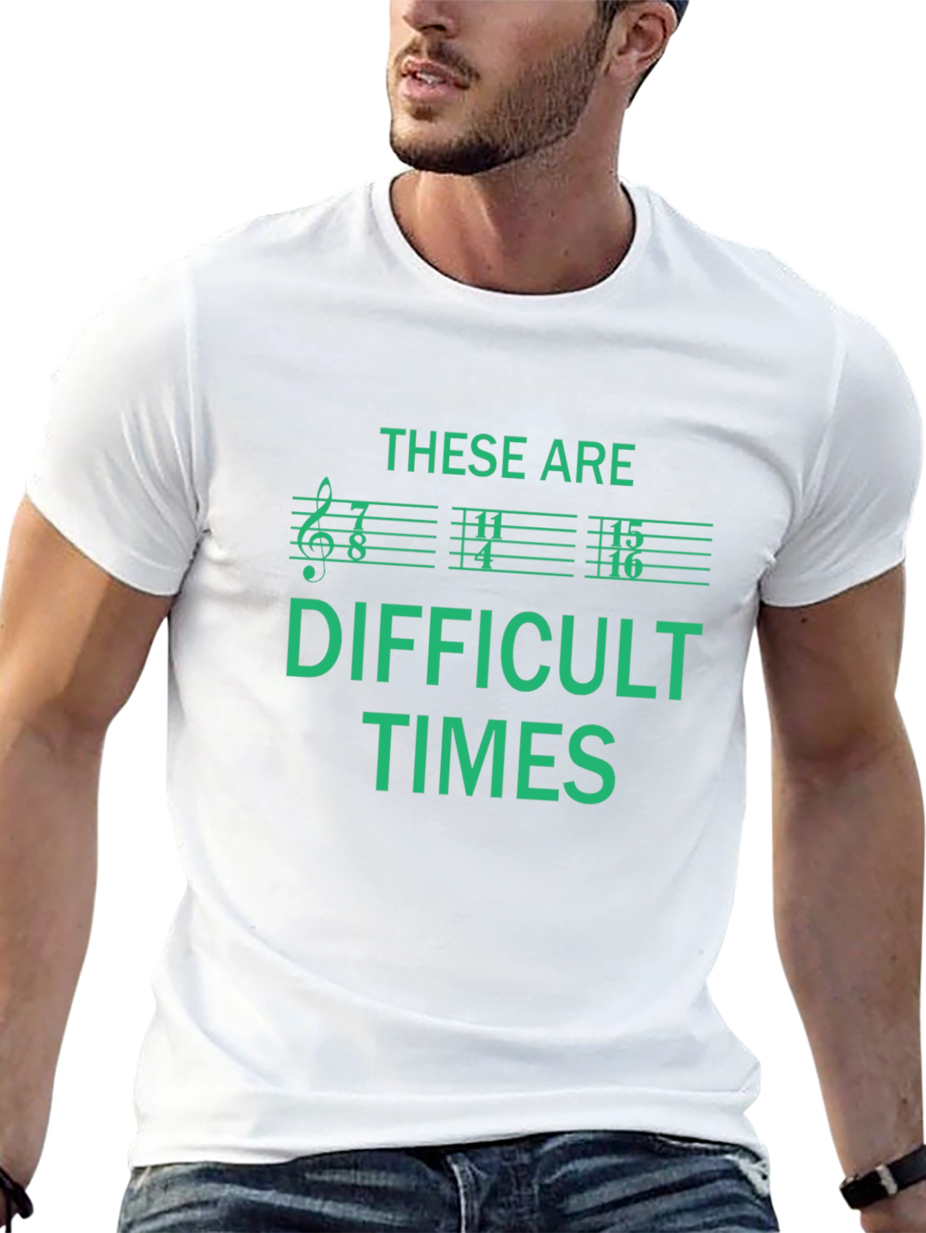 Black Difficult Times Music Note T-Shirt view 13
