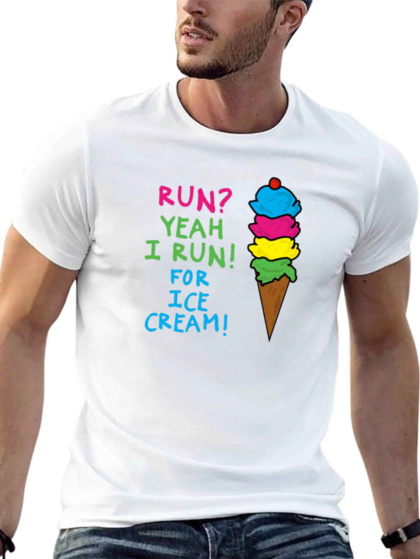 Black Run for Ice Cream T-Shirt - Cute Foodie Tee view 13