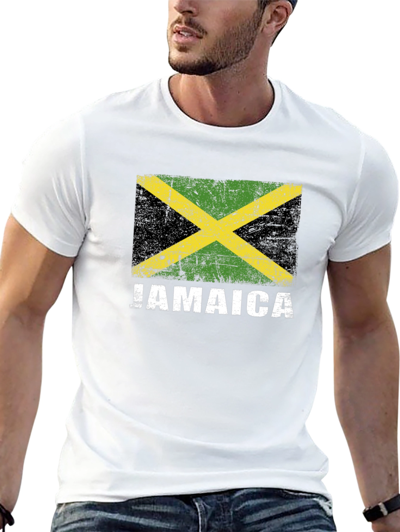 Black Jamaica Flag T-Shirt - Distressed Design view 13