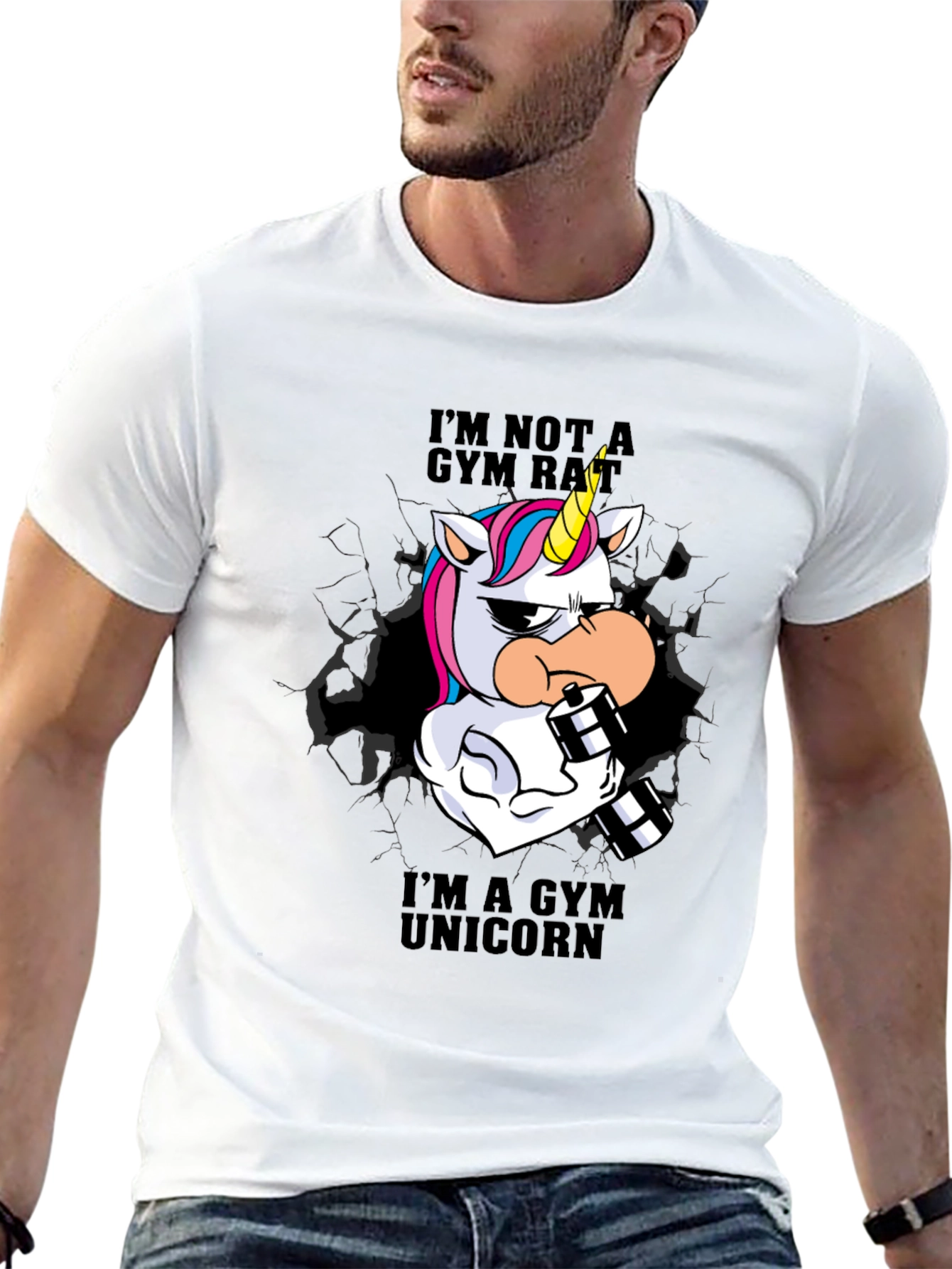 Black Gym Unicorn T-Shirt - Workout Apparel view 13