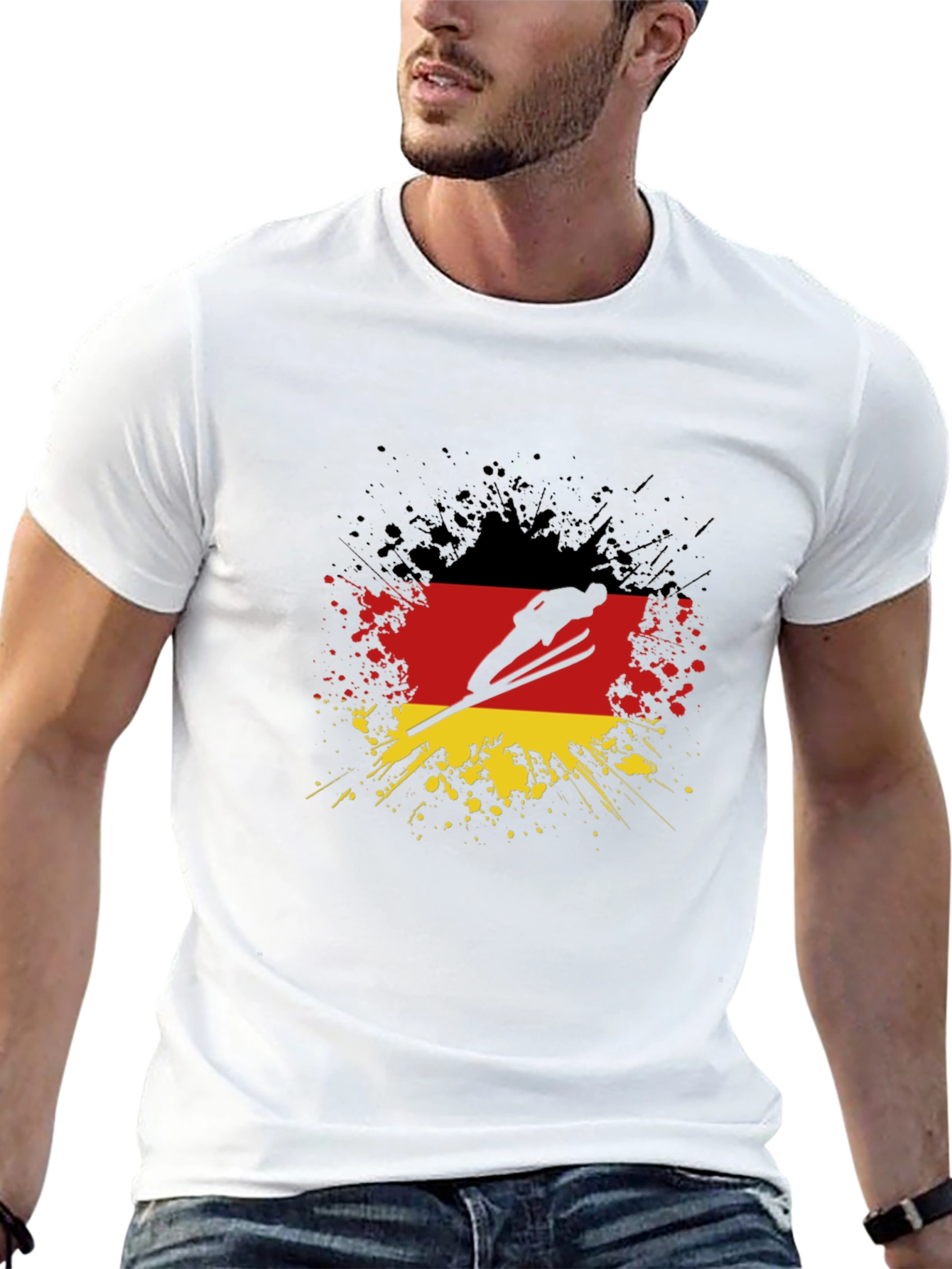 Black Germany Flag Ski Jumper T-Shirt view 13