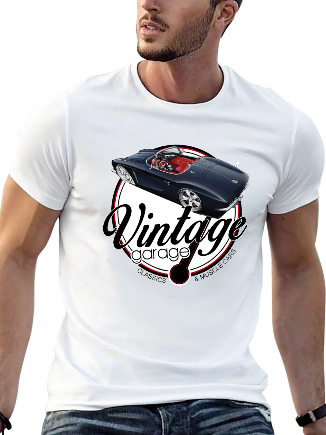 Black Vintage Garage Muscle Car T-Shirt view 13