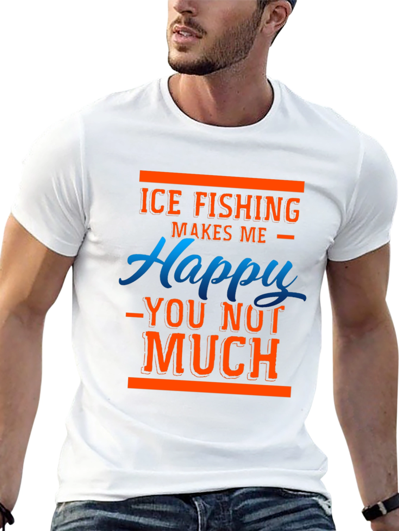 Black Ice Fishing Makes Me Happy T-Shirt view 13