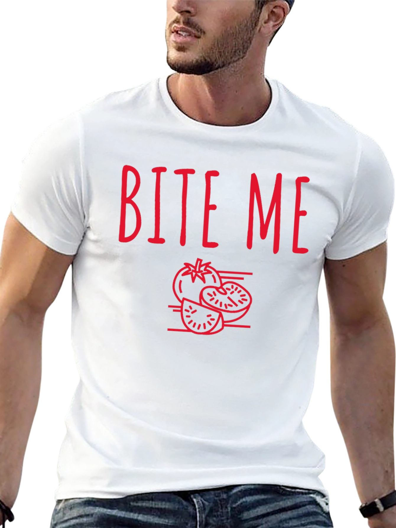 Bite Me Tomato Graphic T-Shirt - Casual Tee - 13