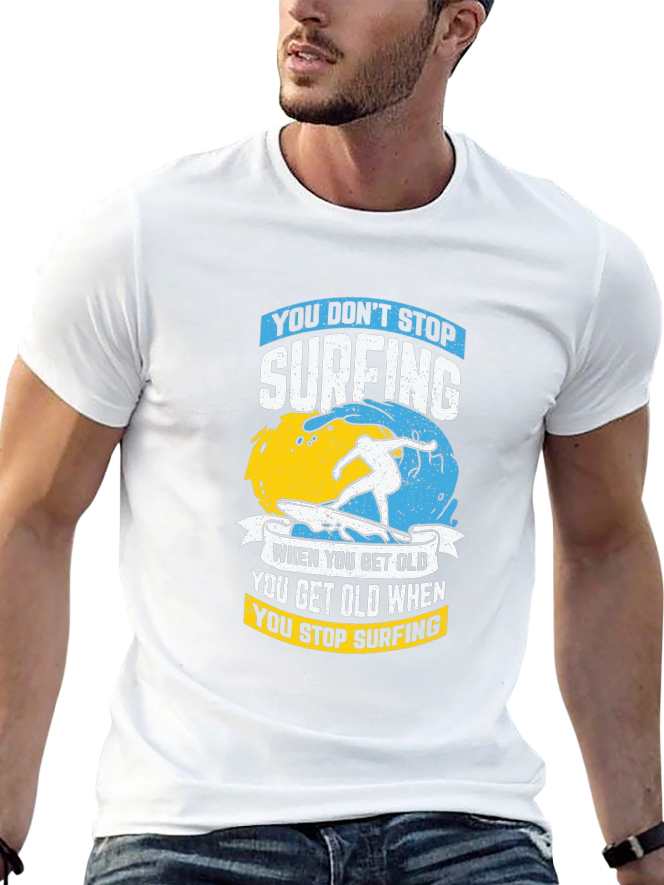 Black Surfing Graphic T-Shirt - Never Stop Surfing! view 13