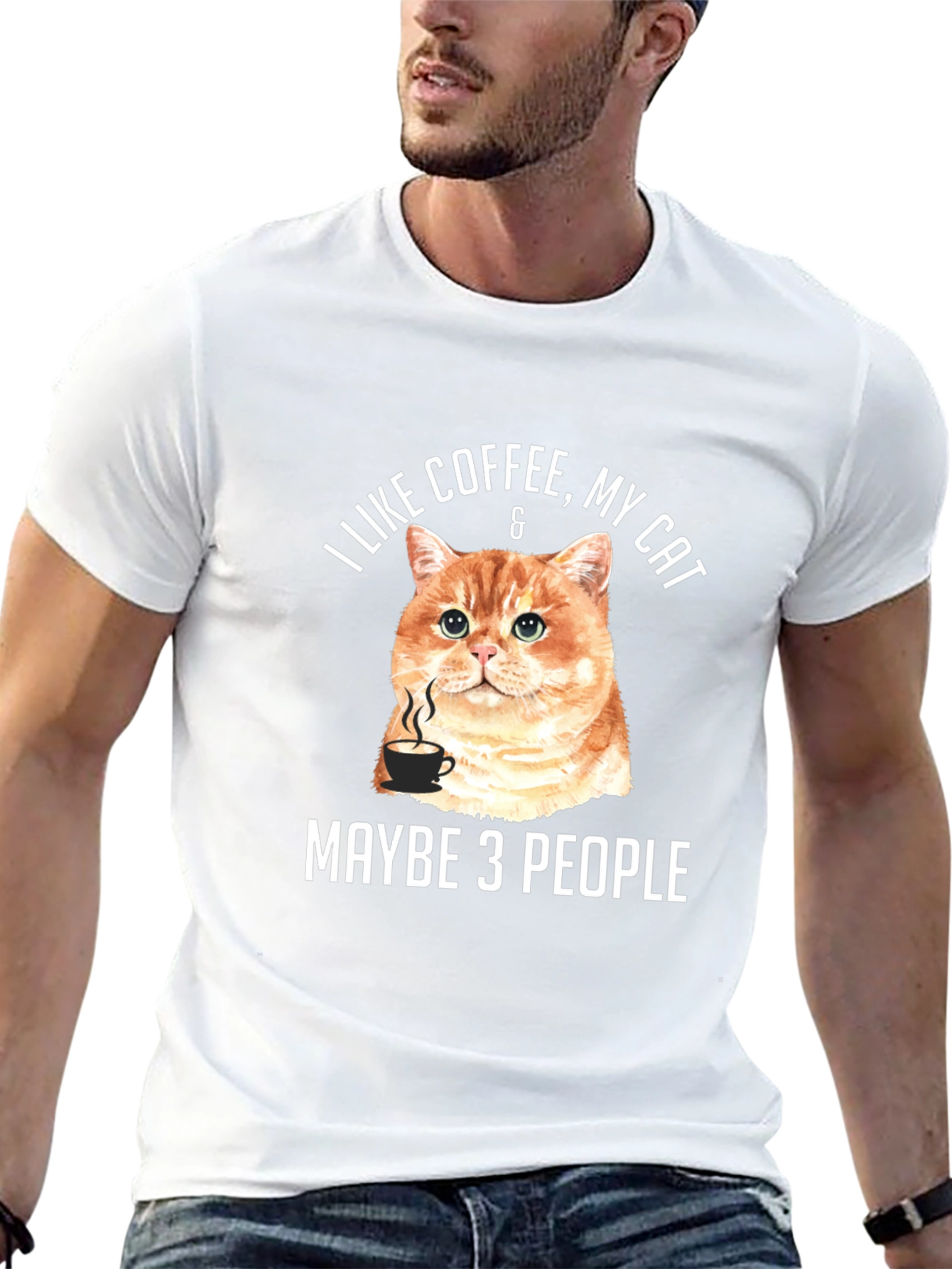 Black Coffee & Cat Lover Graphic Tee - "Maybe 3 People" view 13