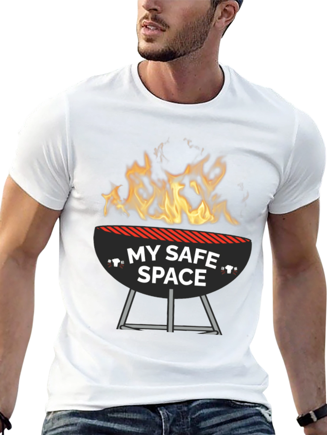 Black My Safe Space BBQ Grill Funny T-Shirt view 13