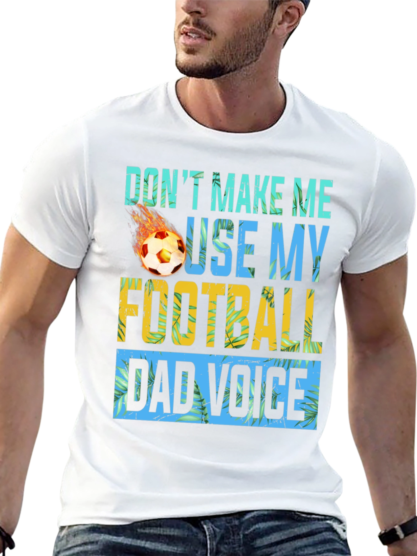 Black Funny Football Dad Voice Graphic T-Shirt view 13