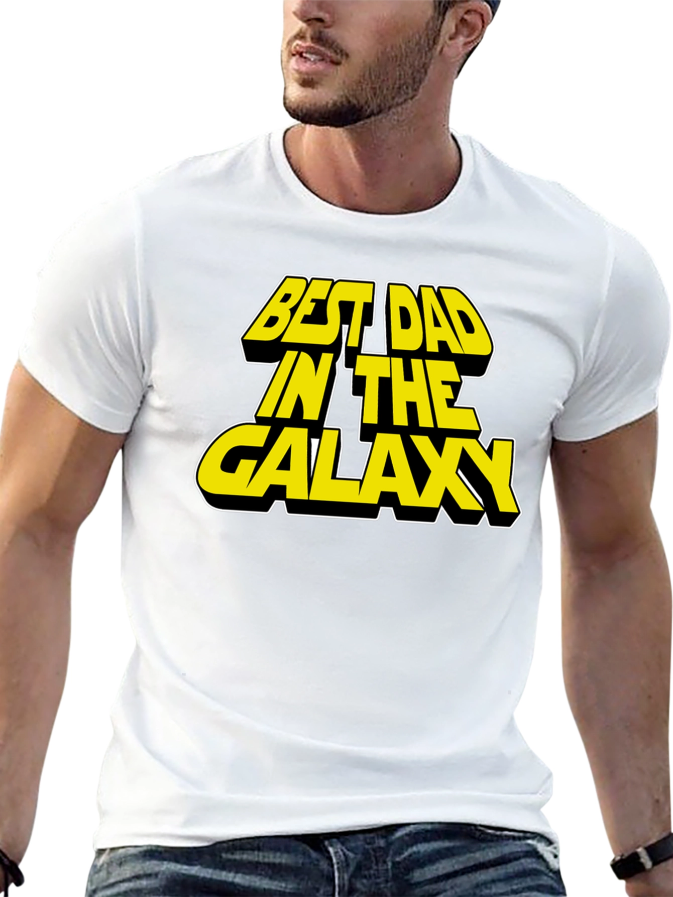 Black Best Dad in the Galaxy Black T-Shirt view 13