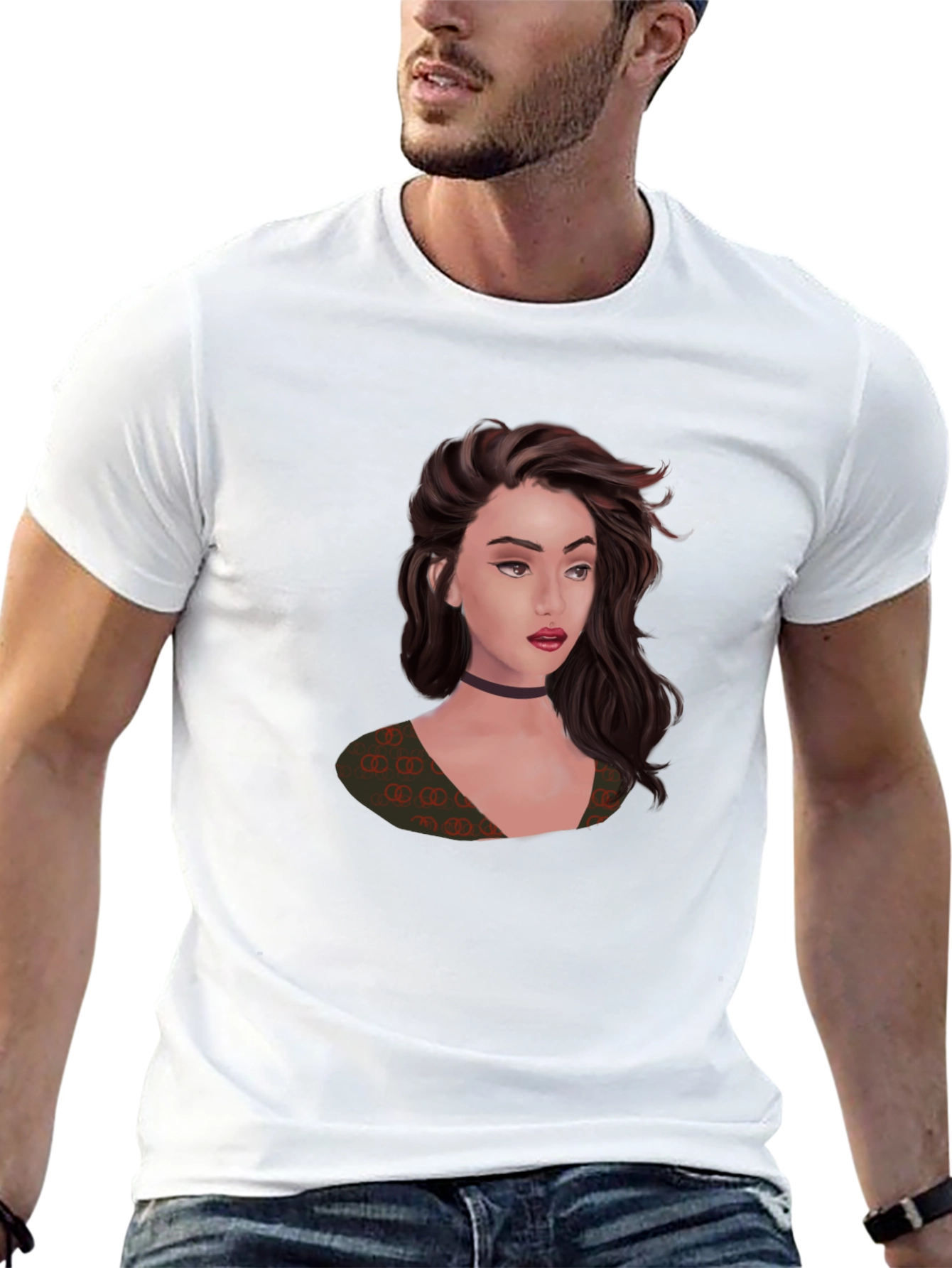 Black Stylish Black T-Shirt with Portrait Graphic view 13