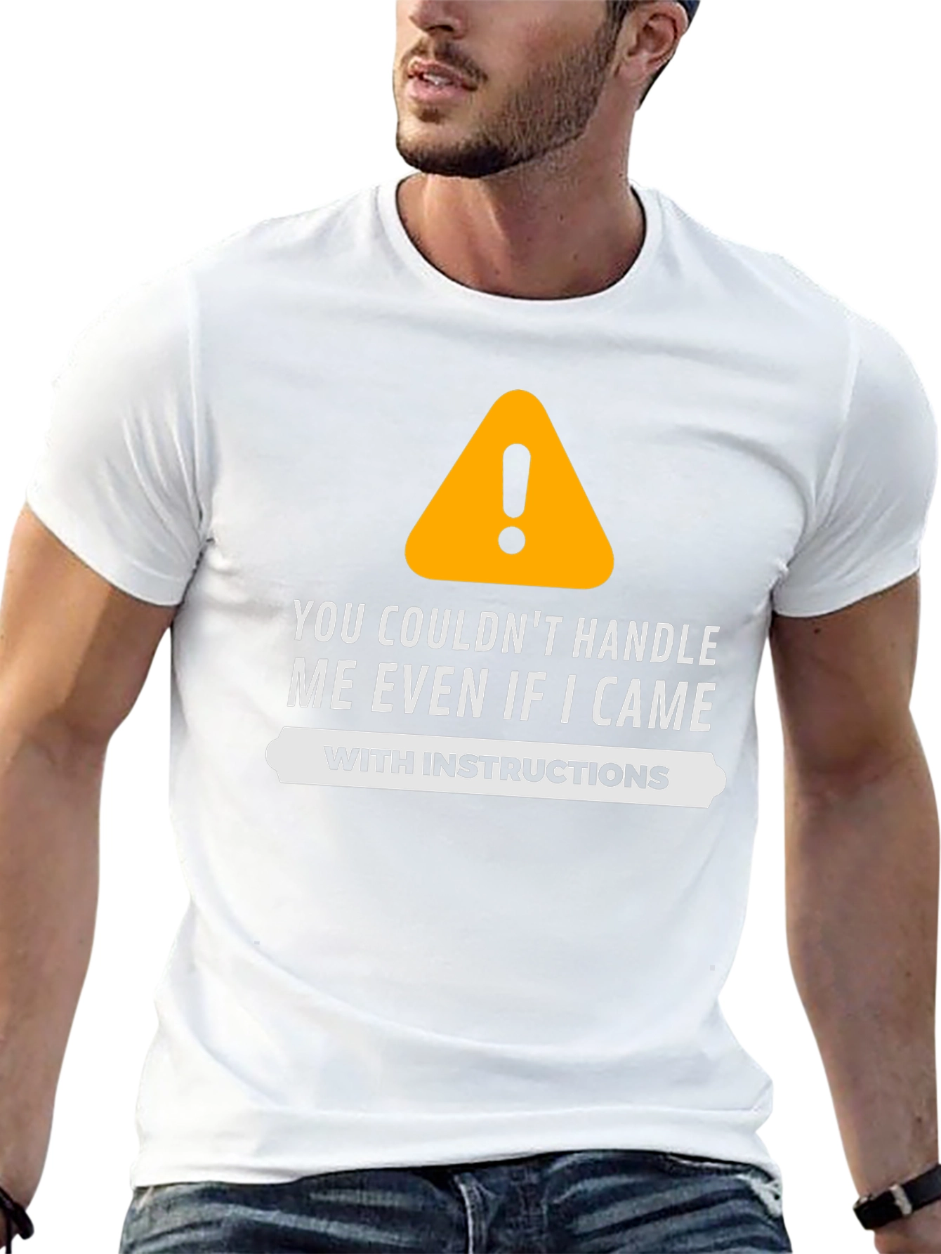 Black Funny Warning Sign Graphic T-Shirt view 13