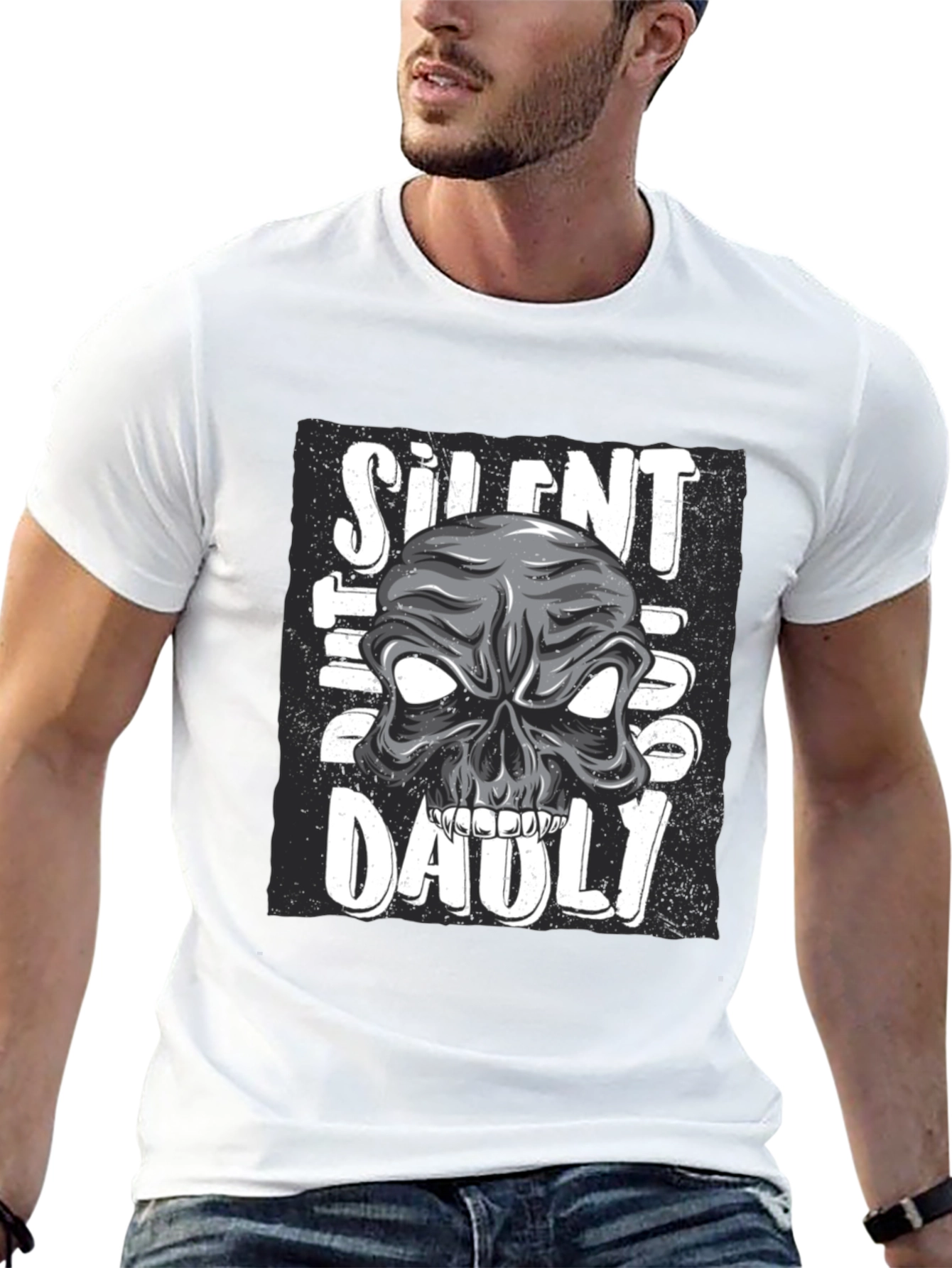 Black Silent But Deadly Skull Graphic T-Shirt view 13