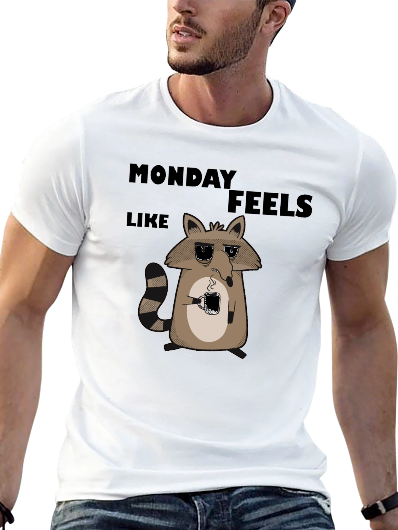 Black Monday Feels Raccoon Graphic T-Shirt view 13