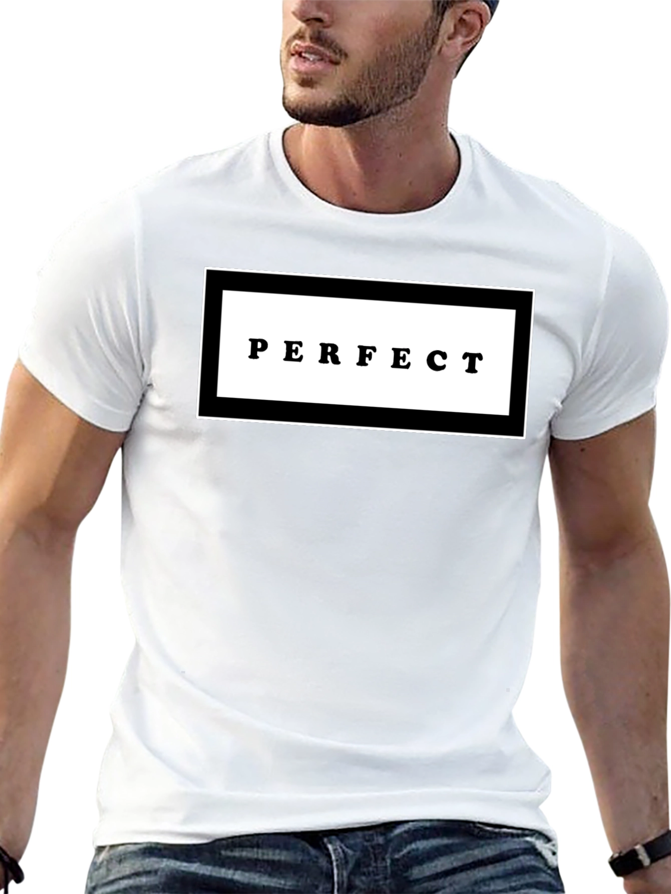 Black Perfect Graphic Print Black Crew Neck T-Shirt view 13