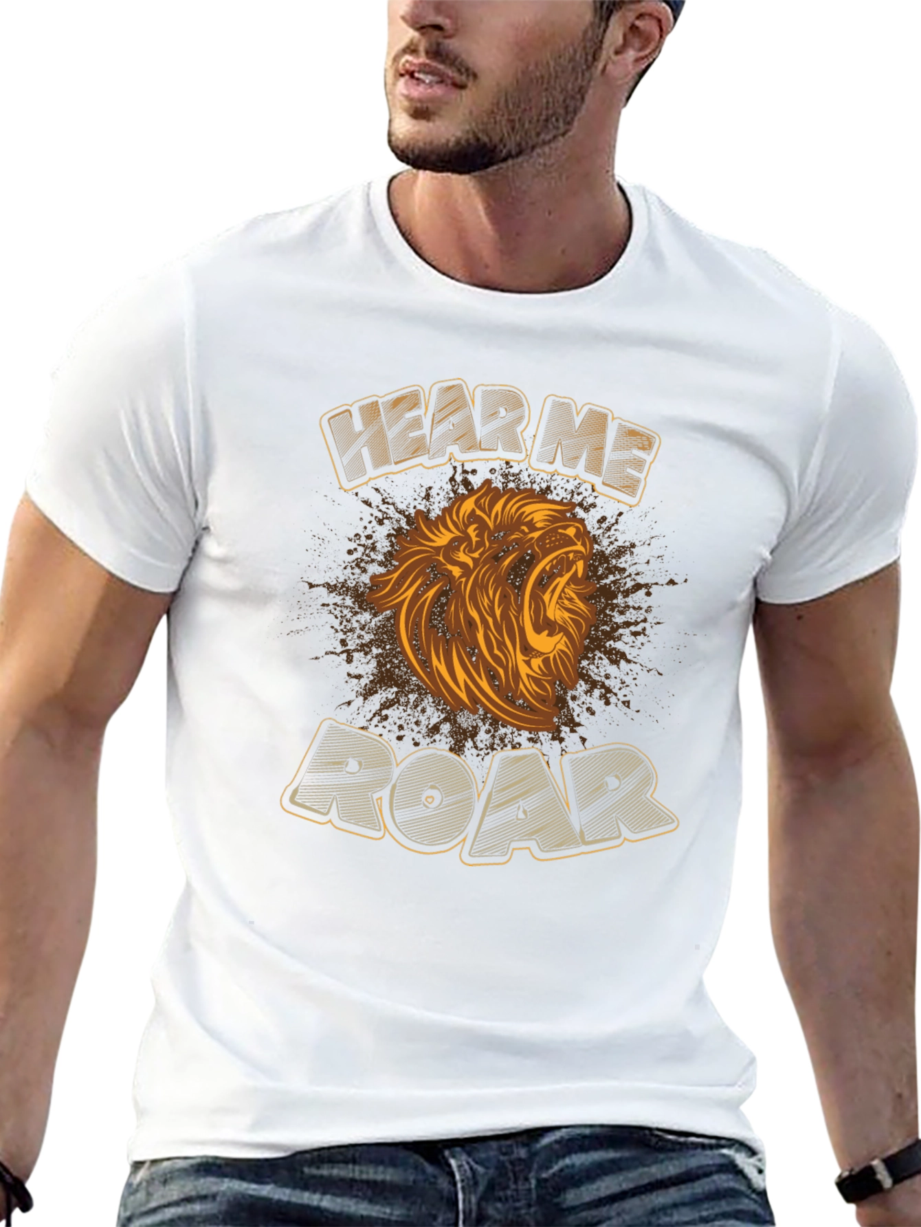 Black Hear Me Roar Lion Graphic T-Shirt view 13