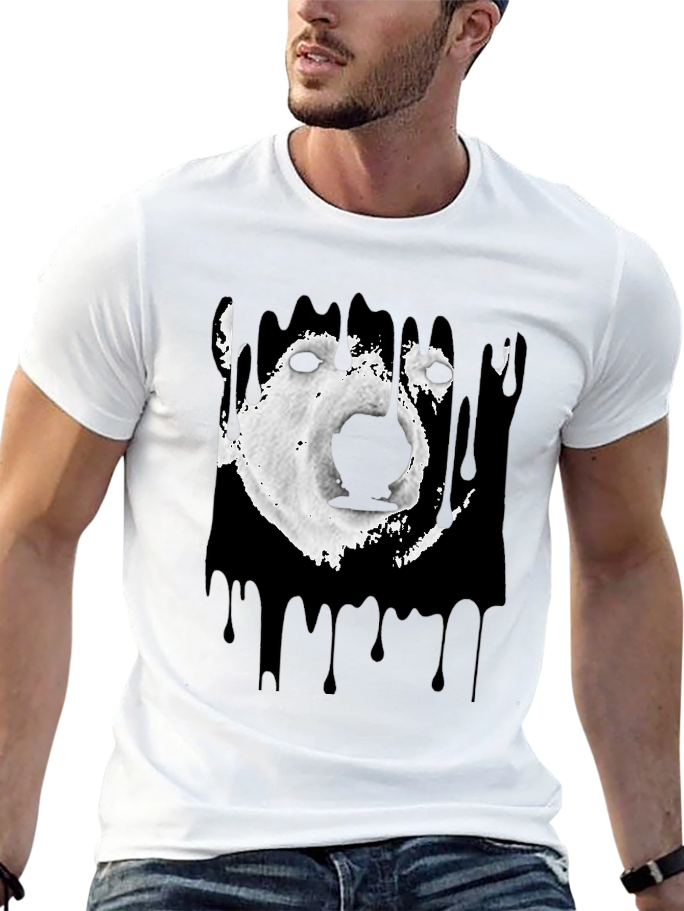 Black Polar Bear Graphic Tee - Black Cotton Blend view 13