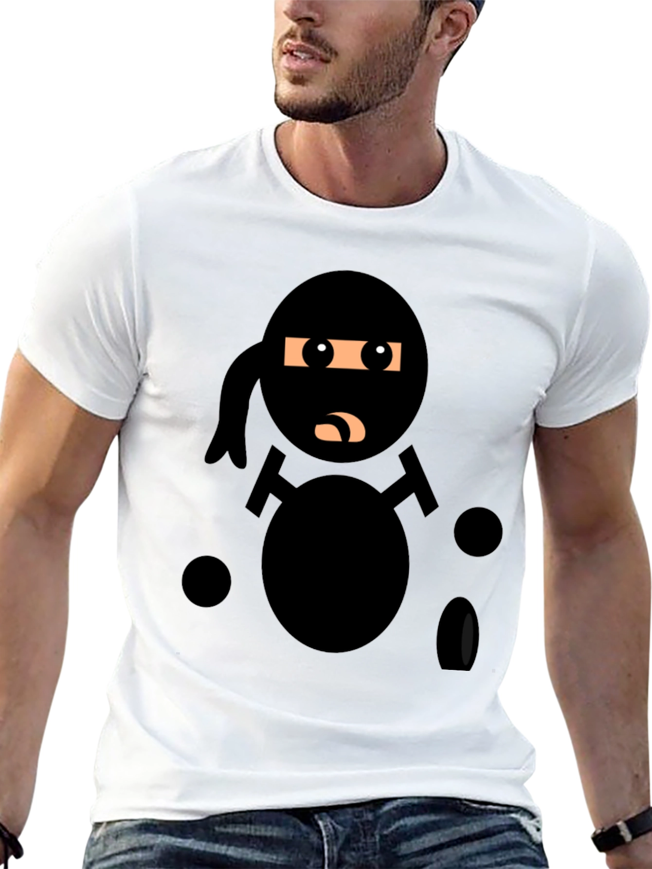 Black Ninja Cartoon Black T-Shirt view 13