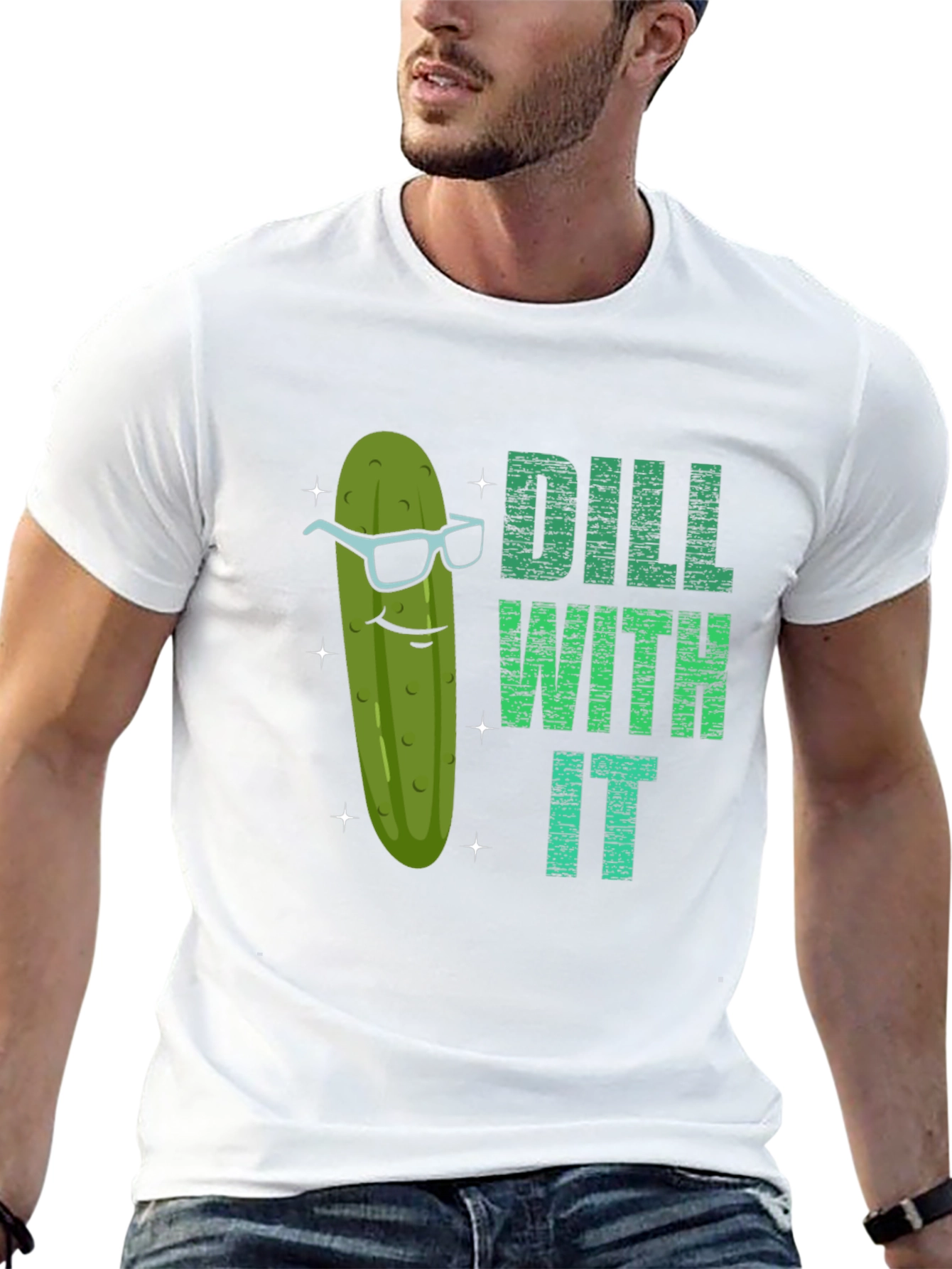 Black Dill With It Funny Pickle Graphic T-Shirt view 13