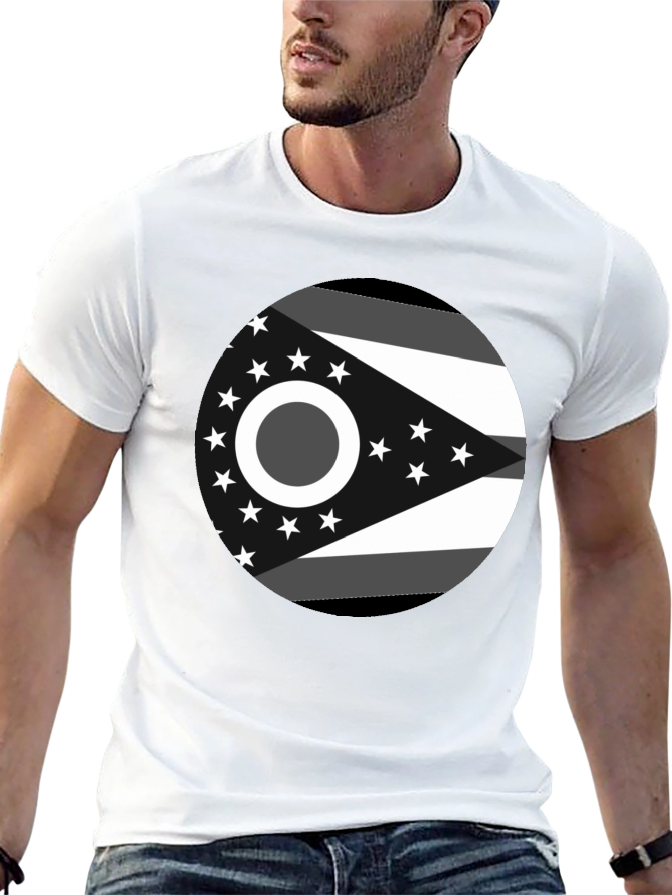Black Ohio State Flag Graphic Tee - Black Cotton Blend view 13
