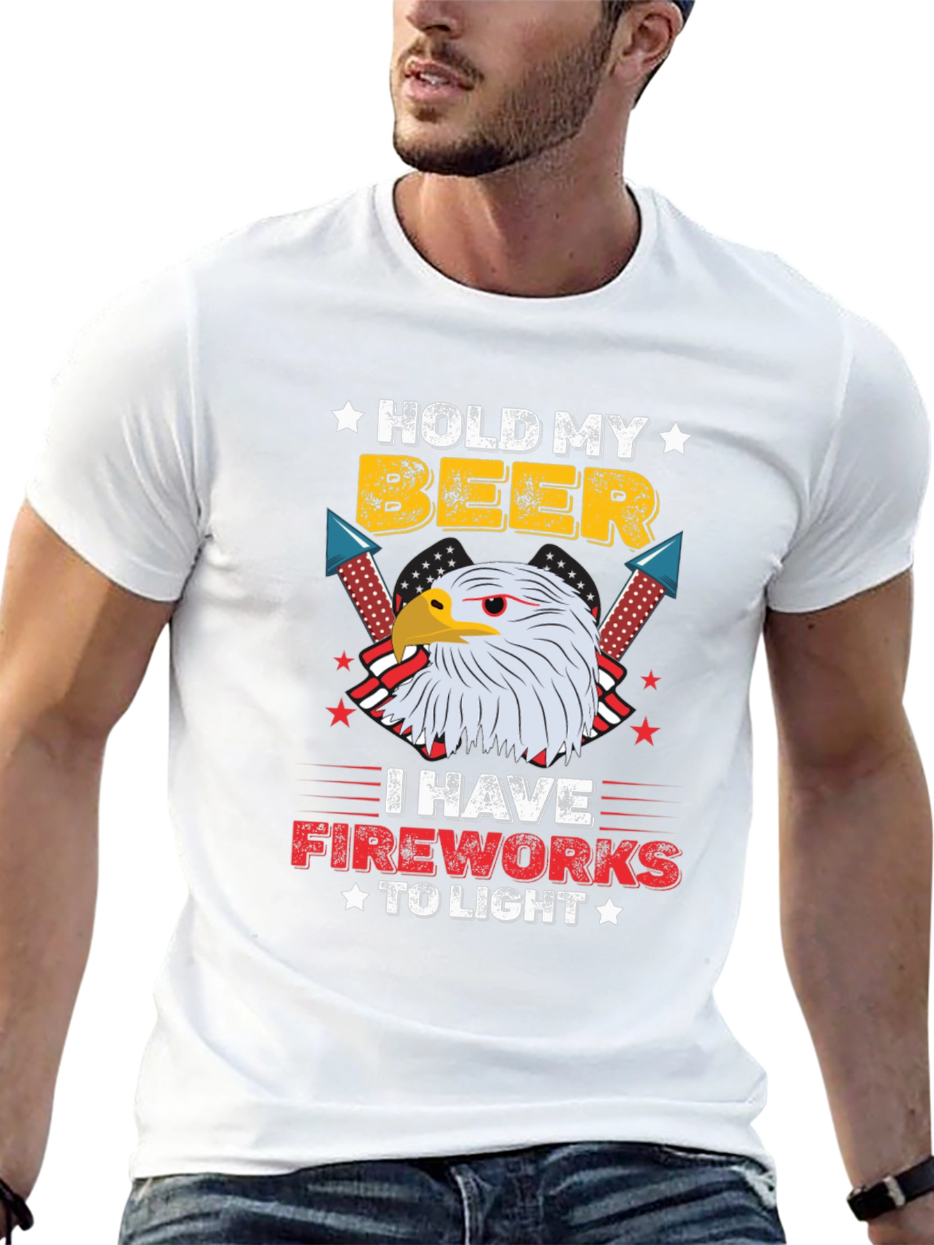 Black Hold My Beer I Have Fireworks To Light T-Shirt view 13