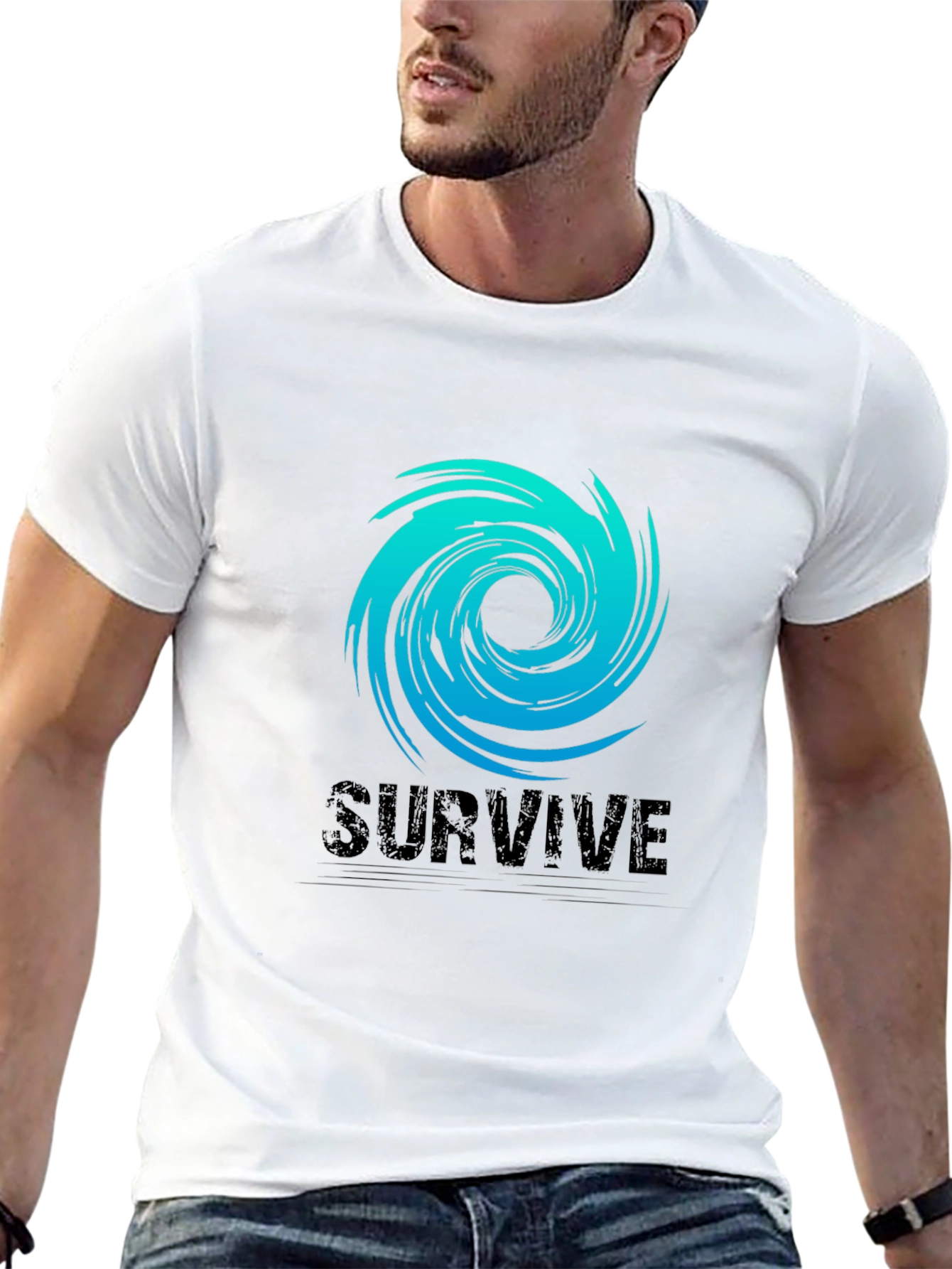 Black Survive Graphic Tee - Black Cotton Blend view 13