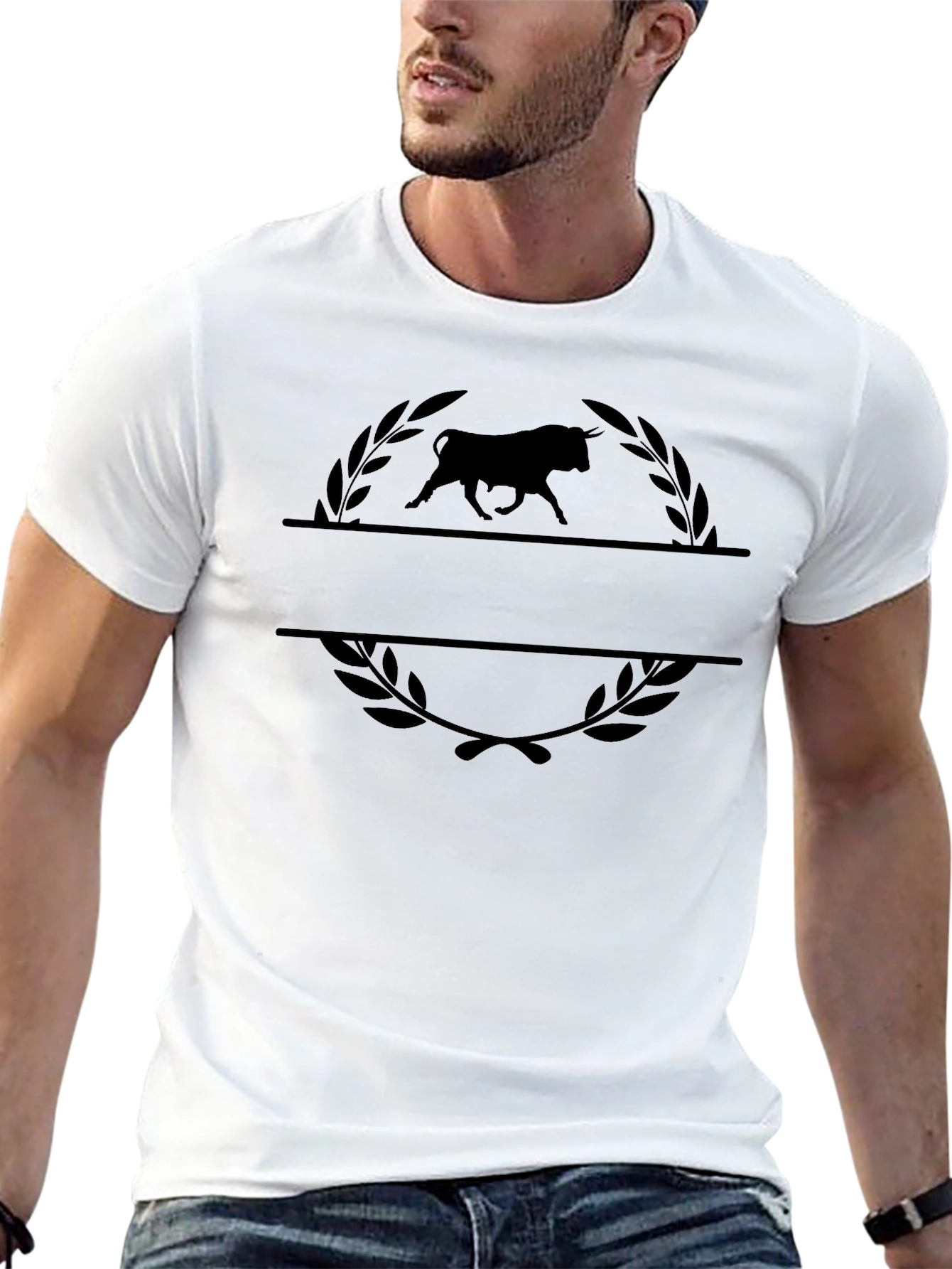 Black Bull Emblem Tee - Classic Black Graphic T-Shirt view 13
