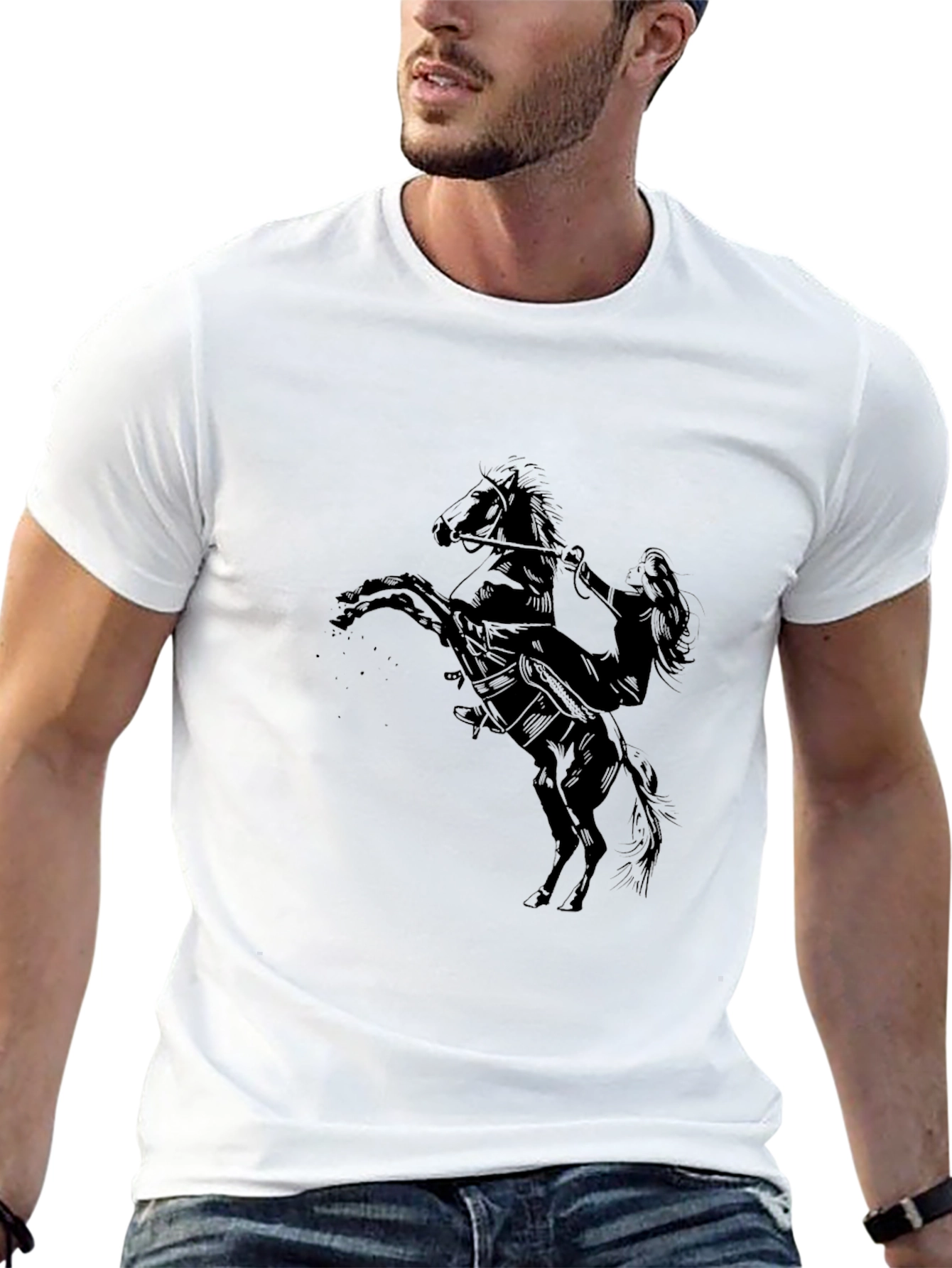 Black Black Tee with Equestrian Graphic view 13