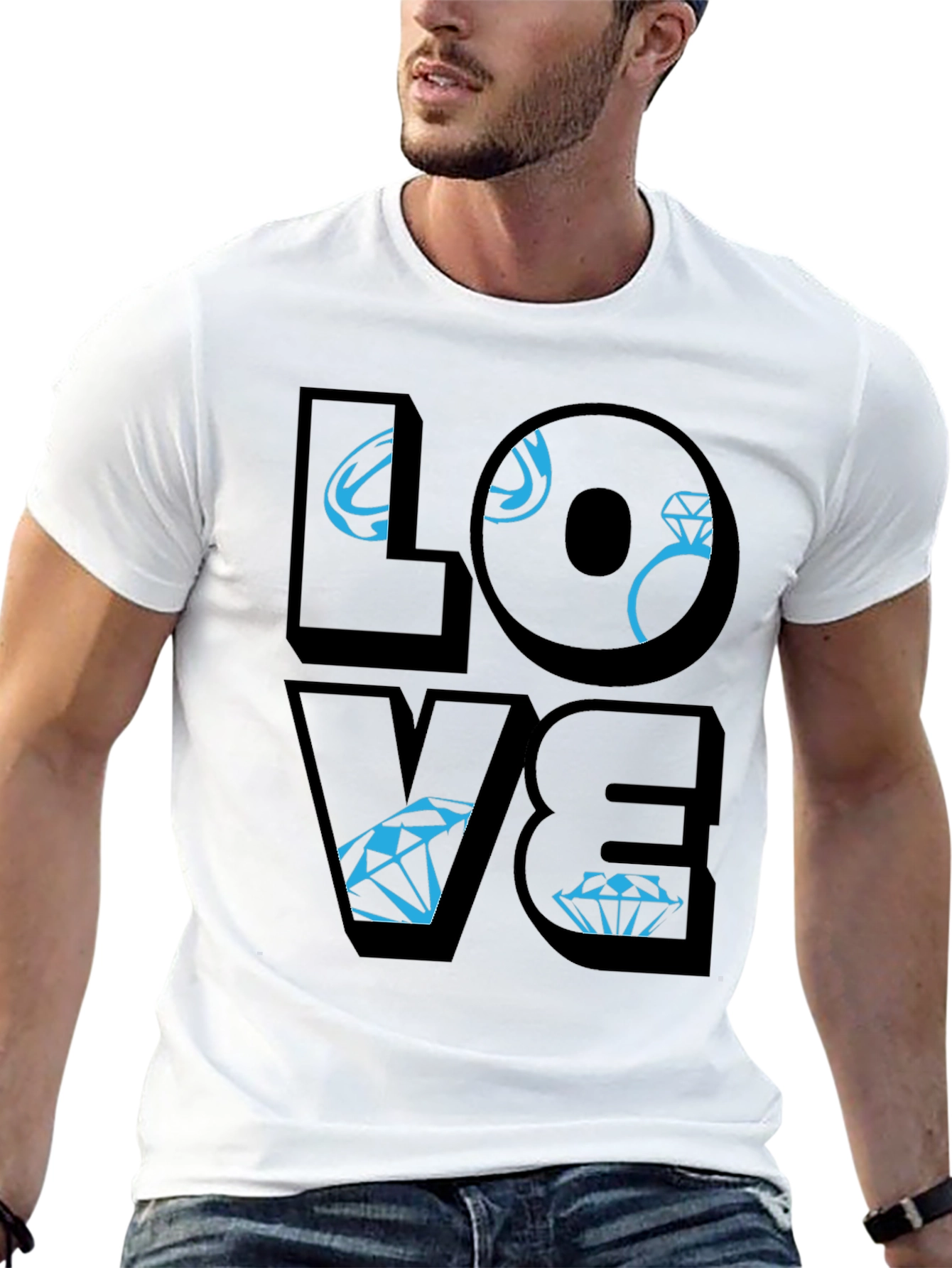 Black Love Diamond Graphic Tee - Stylish Unisex T-Shirt view 13