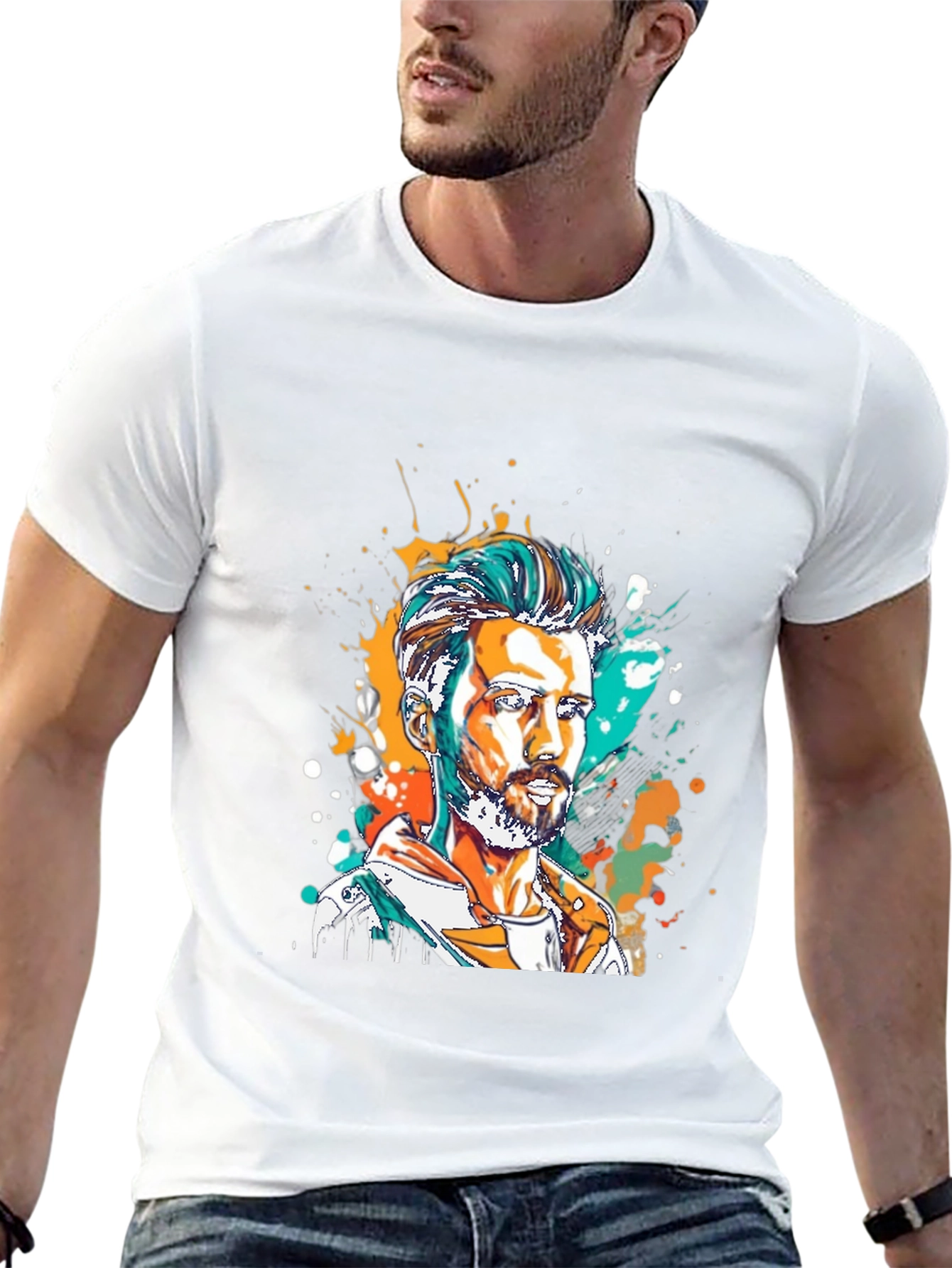Black Artistic Man Portrait Graphic Tee view 13
