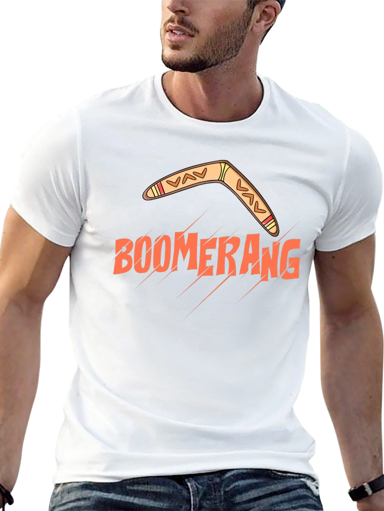 Black Boomerang Graphic T-Shirt - Black Cotton Tee view 13