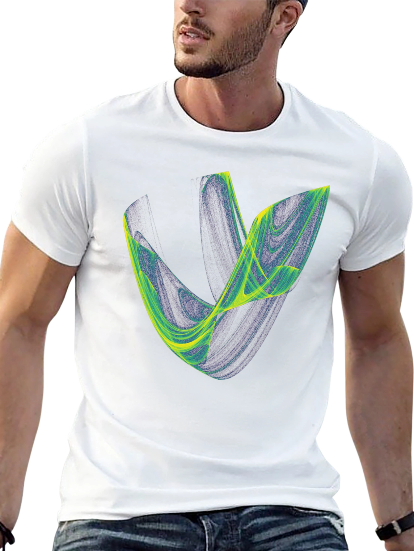 Black Abstract Graphic Tee - Black Cotton Blend view 13